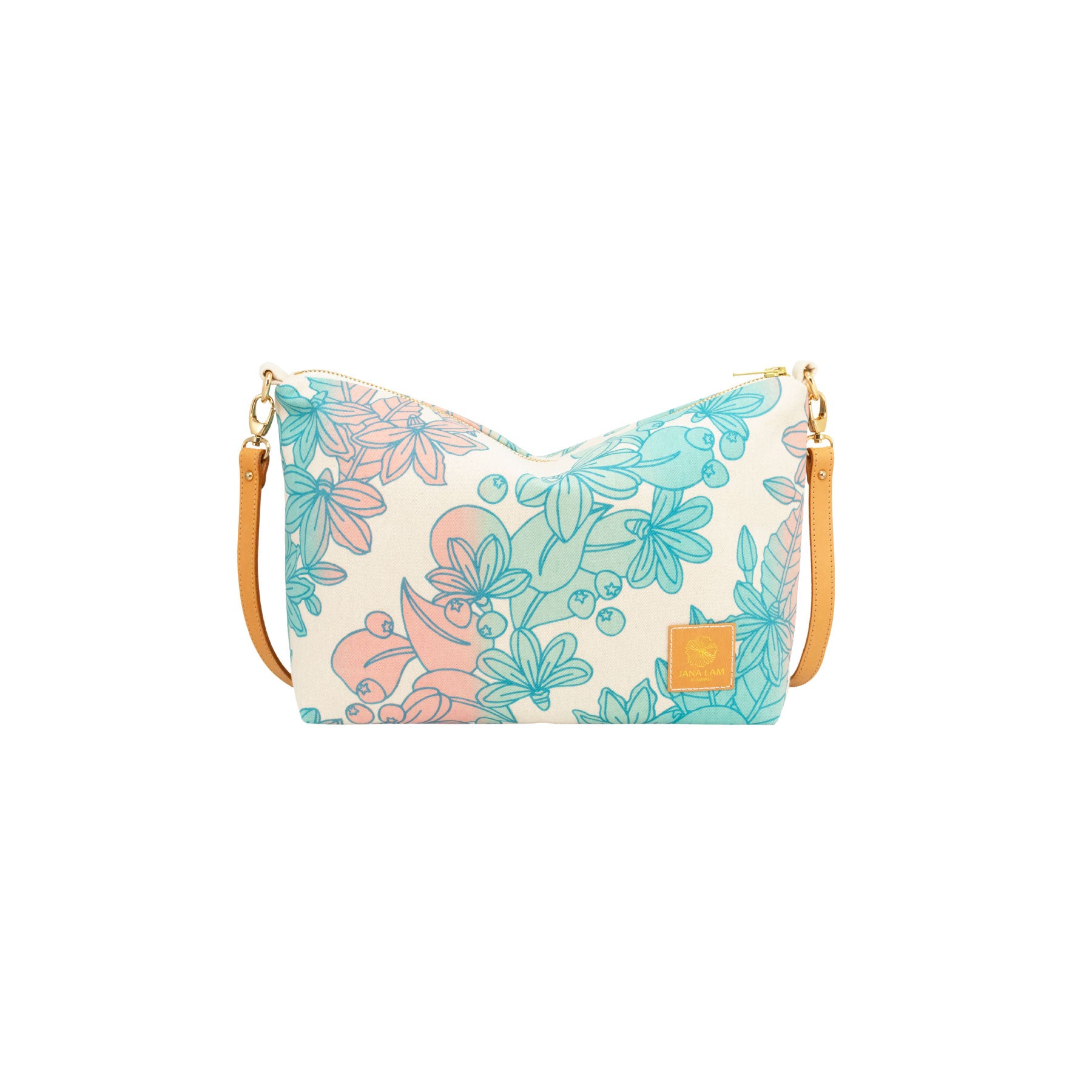 Mini Slouchy Cross Body • Naupaka • Turquoise over Salmon and Aqua Ombre