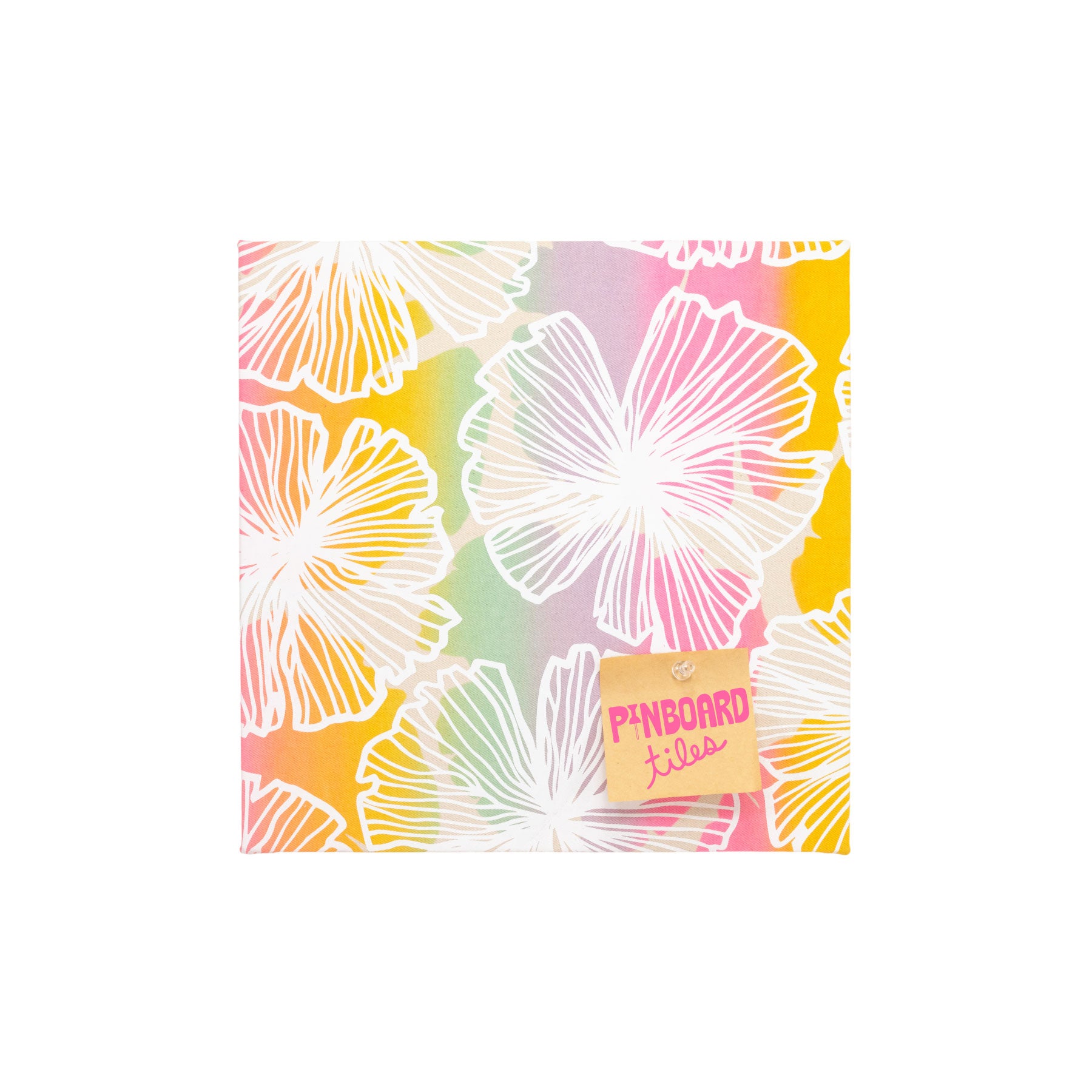 12x12 Fabric Pinboard Tile • Seaflower • White over Offset Rainbow Ombre