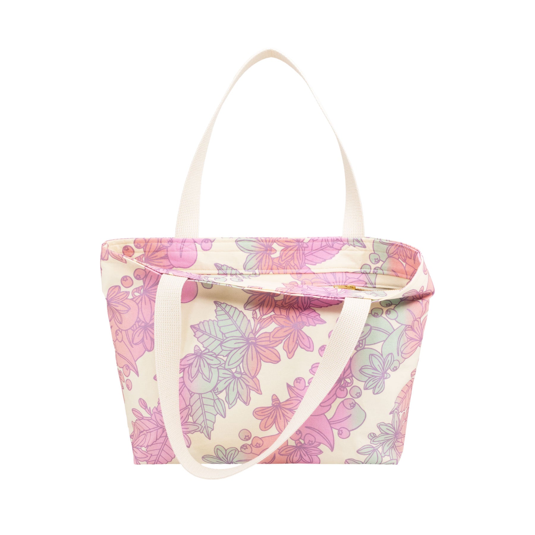 Beach Bag Tote Deluxe • Naupaka • Purple over Pink, Aqua, and Peach Ombre
