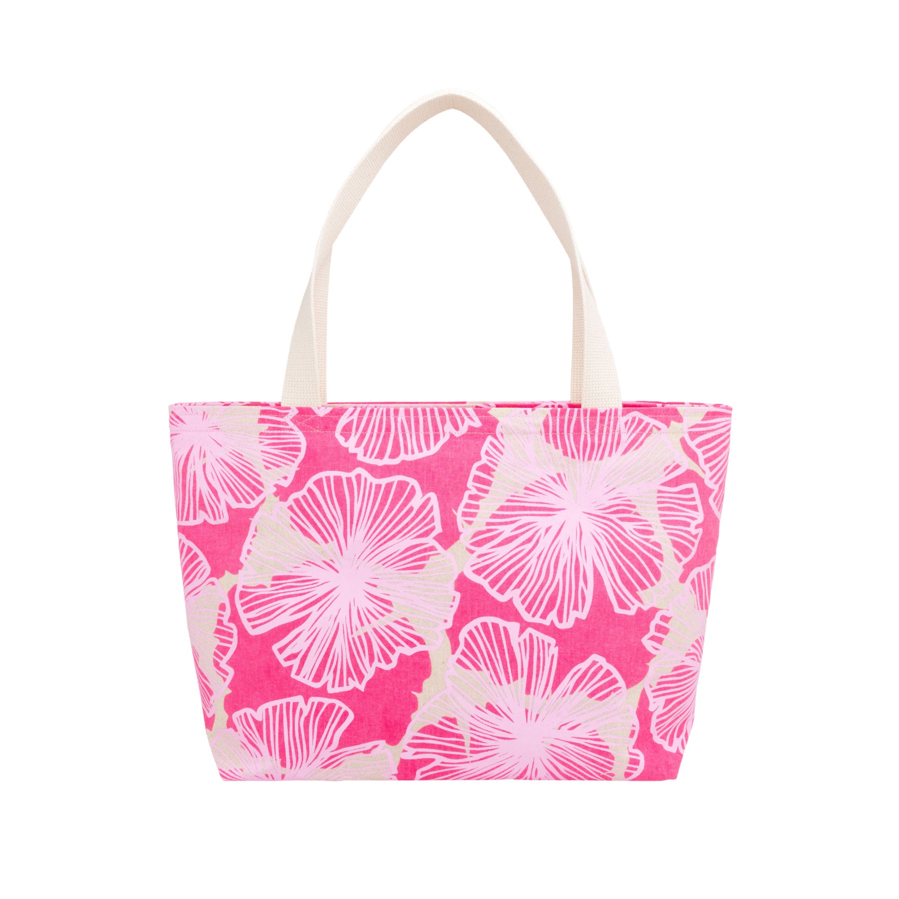 Beach Bag Tote Deluxe • Seaflower • Pink over Hot Pink