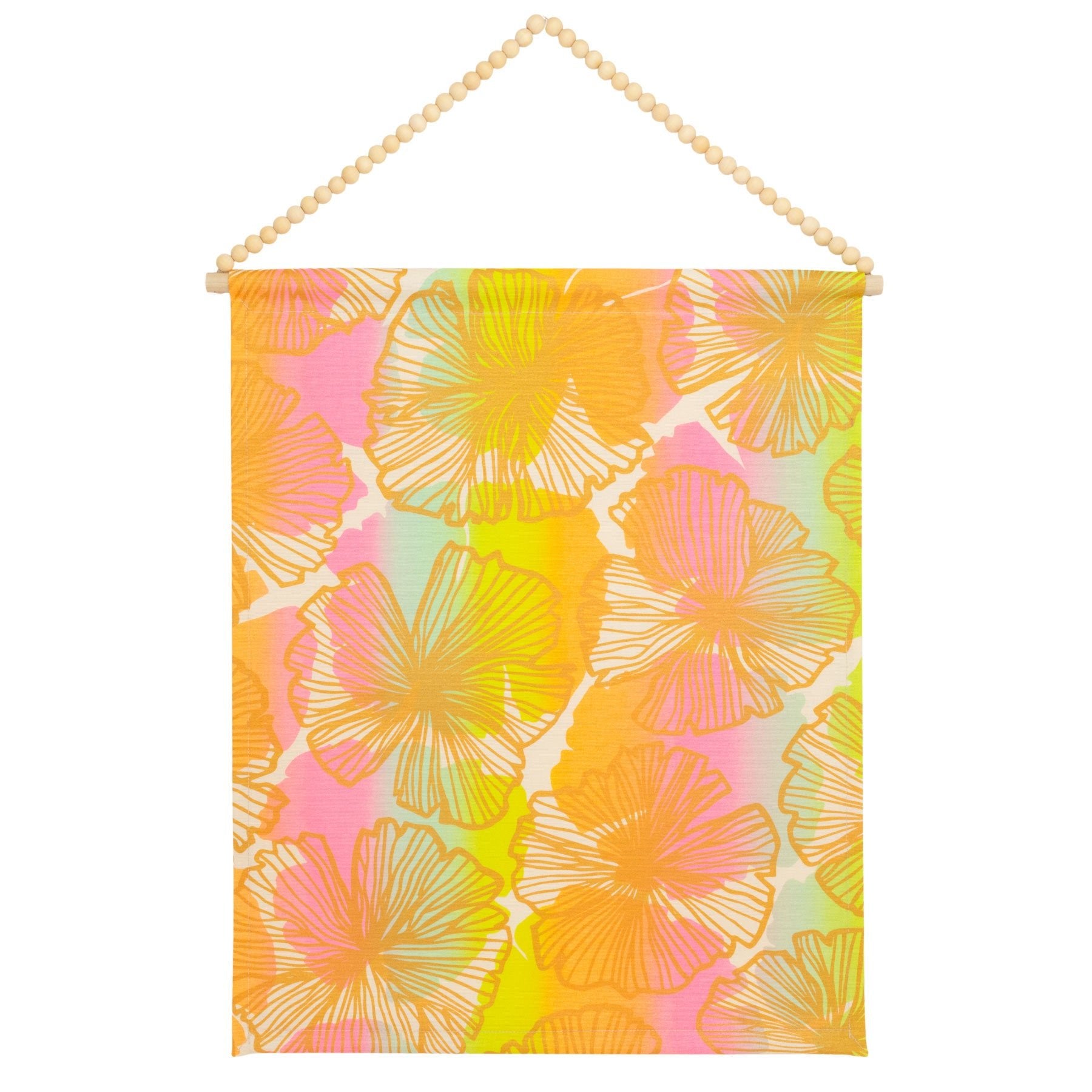 16x20 Fabric Wall Tapestry • Seaflower • Gold over Offset Rainbow Ombre - Jana Lam Hawaii