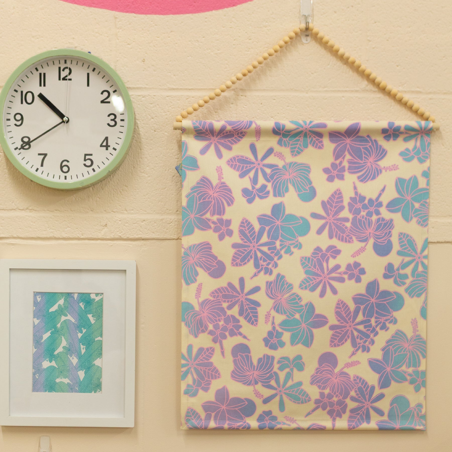 16x20 Fabric Wall Tapestry • Seaflower • Gold over Offset Rainbow Ombre - Jana Lam Hawaii