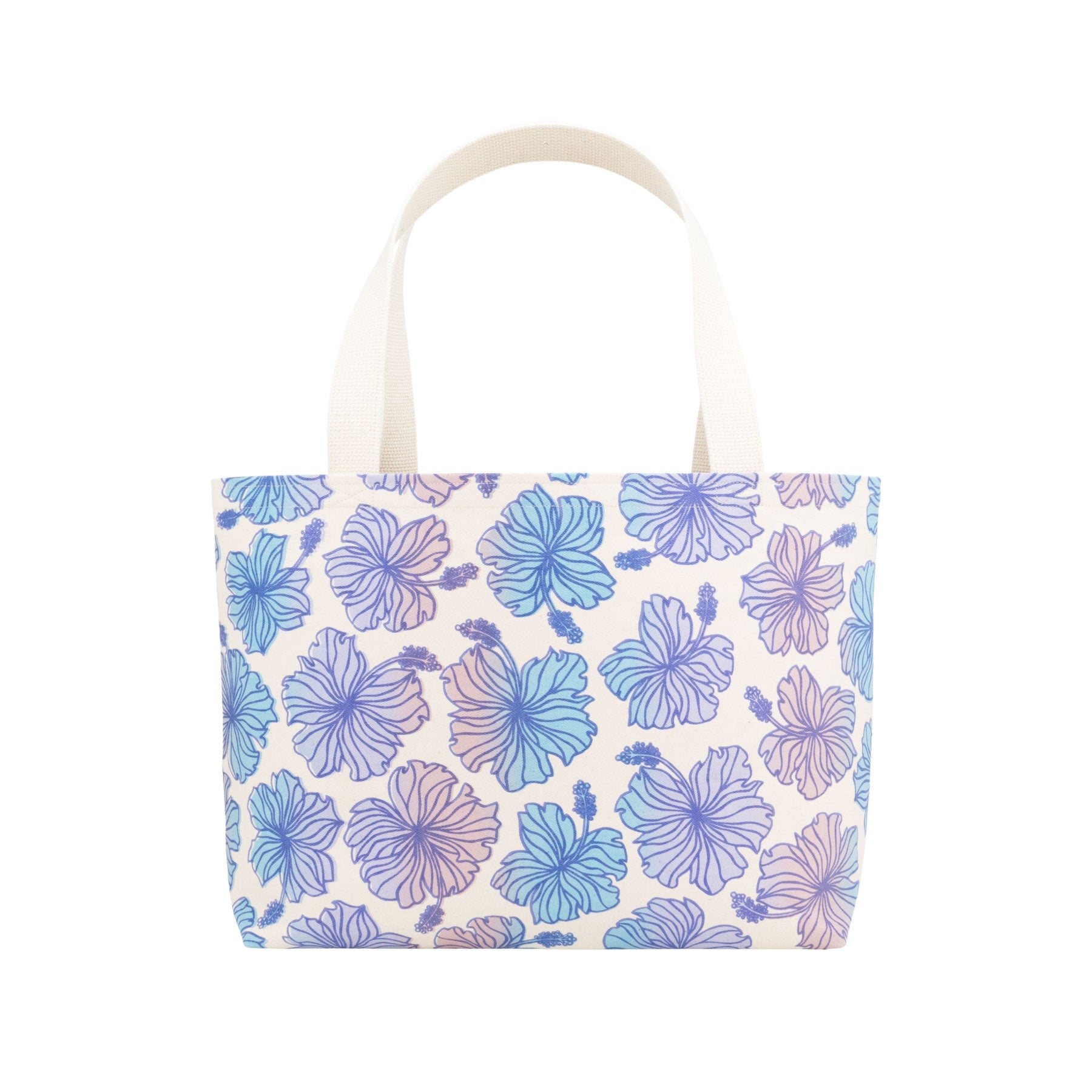Beach Bag Tote • Hibiscus • Navy over Dusty Mauve and Blue Ombre - Jana Lam Hawaii