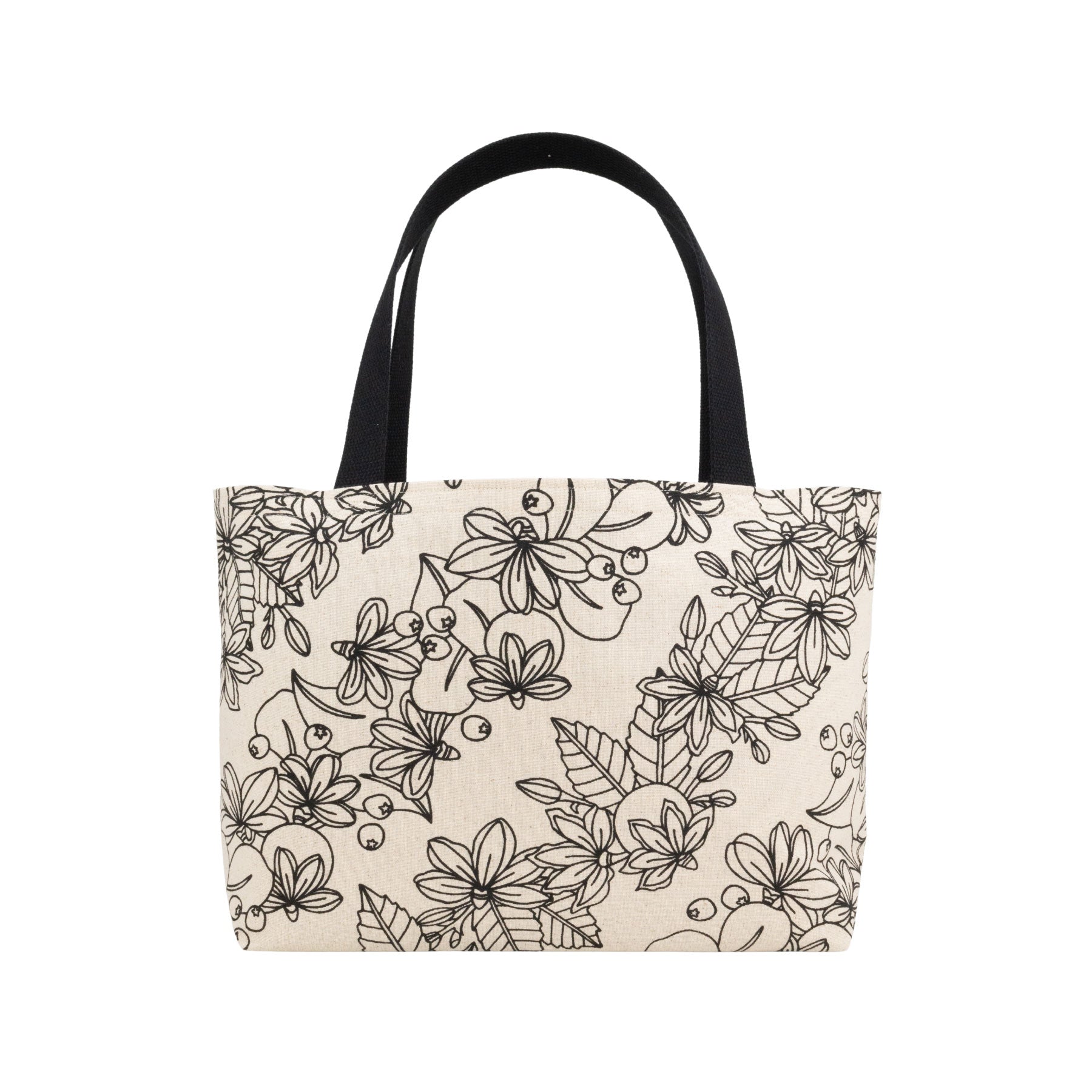 Beach Bag Tote • Naupaka • Black on Natural Fabric - Jana Lam Hawaii