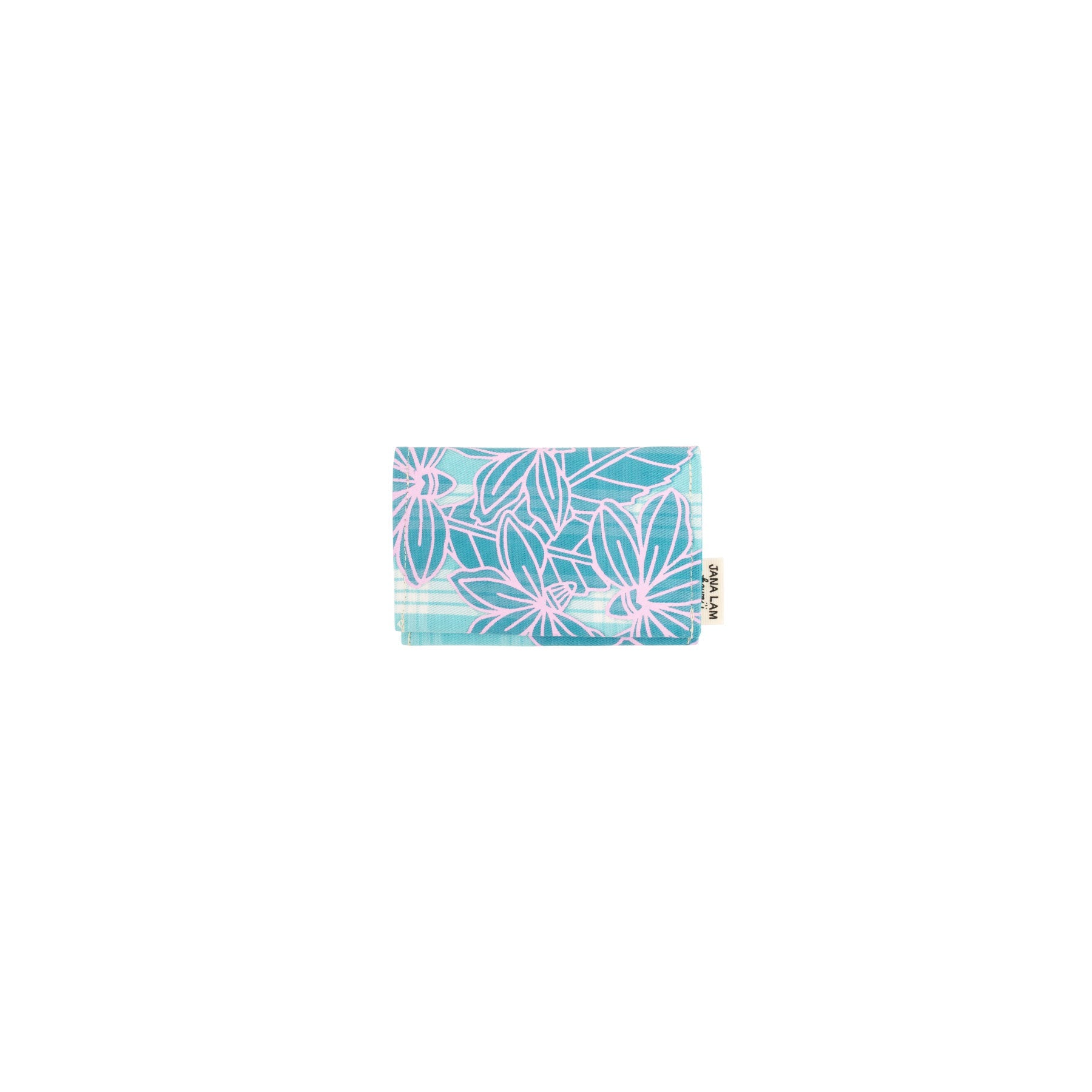 Card Wallet • Naupaka Palaka • Pink over Teal - Jana Lam Hawaii