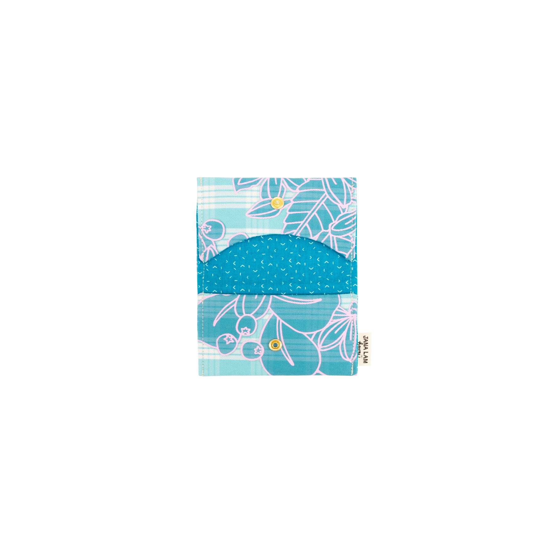 Card Wallet • Naupaka Palaka • Pink over Teal - Jana Lam Hawaii