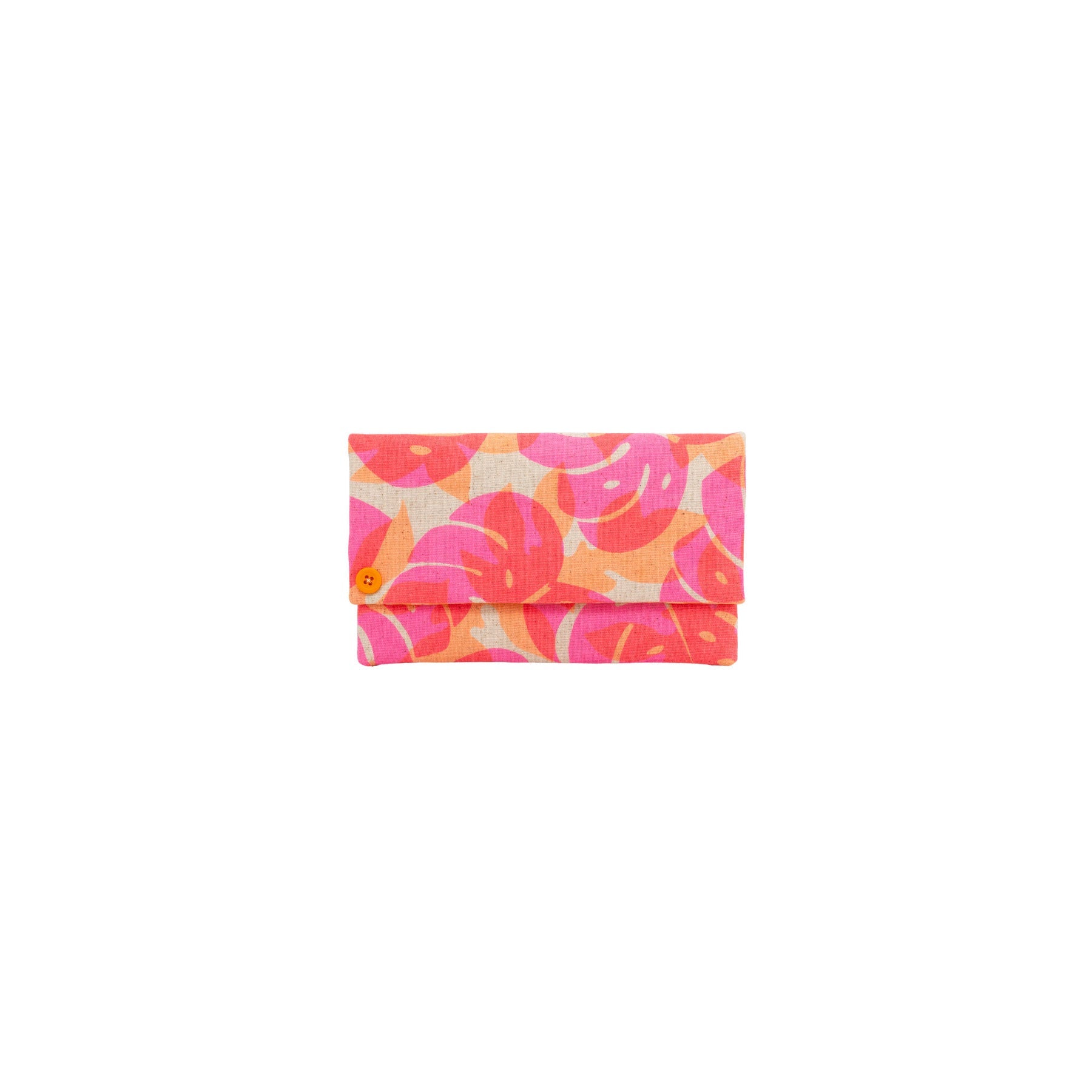 Classic Envelope Clutch • Monstera and Papaya Shadow • Hot Pink over Fluorescent Orange - Jana Lam Hawaii