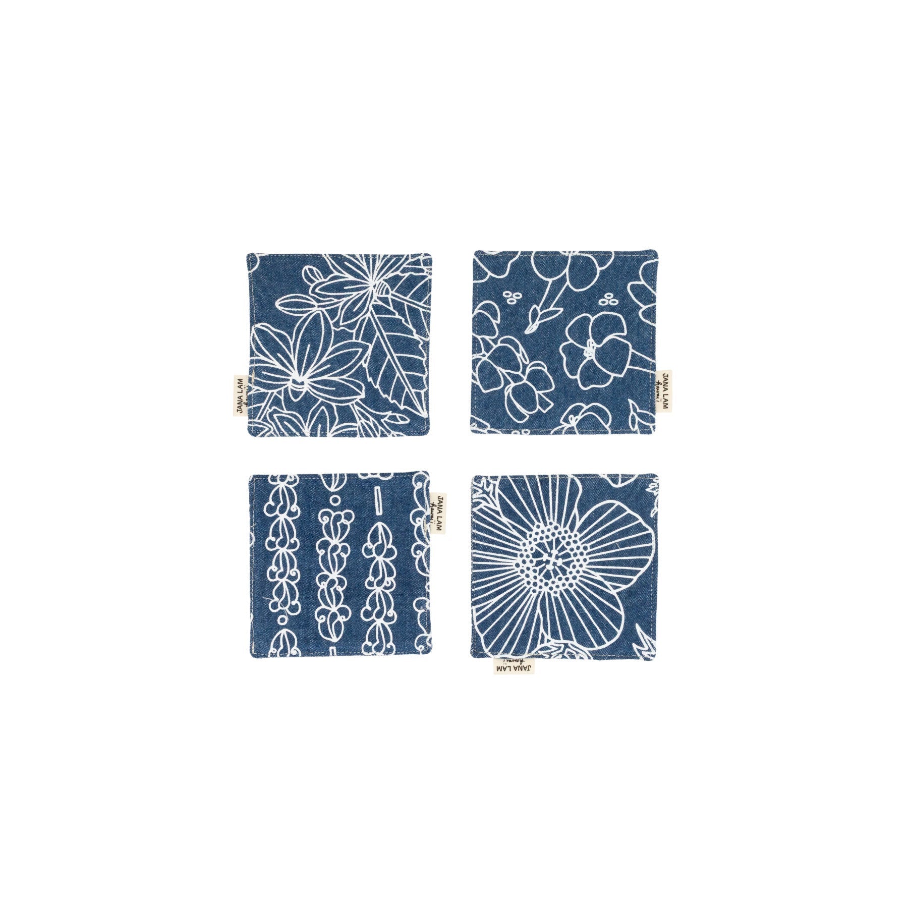 Coaster Set • Denim Florals - Jana Lam Hawaii