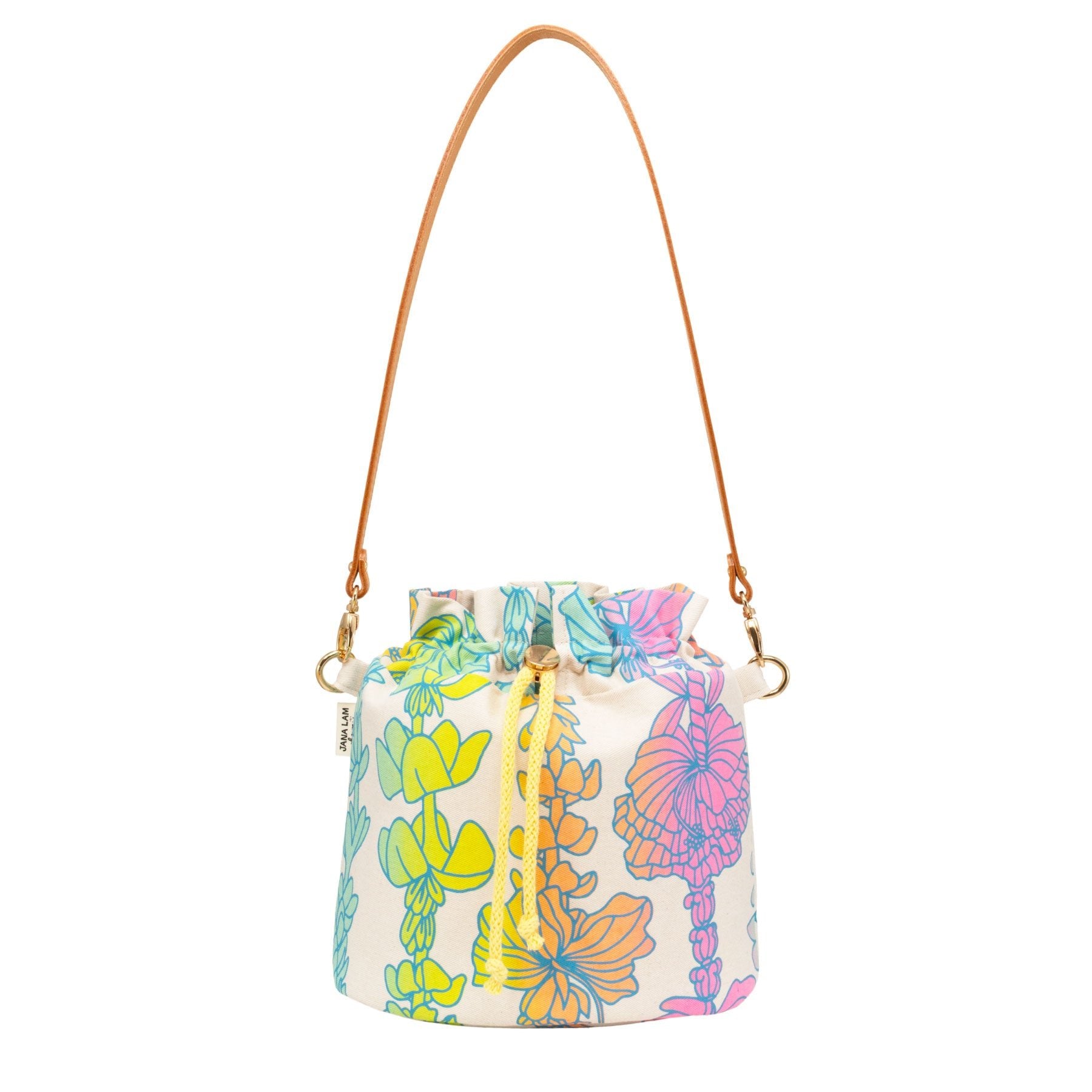 Drawstring Shoulder Bag • Lei Pūpule • Rainbow - Jana Lam Hawaii