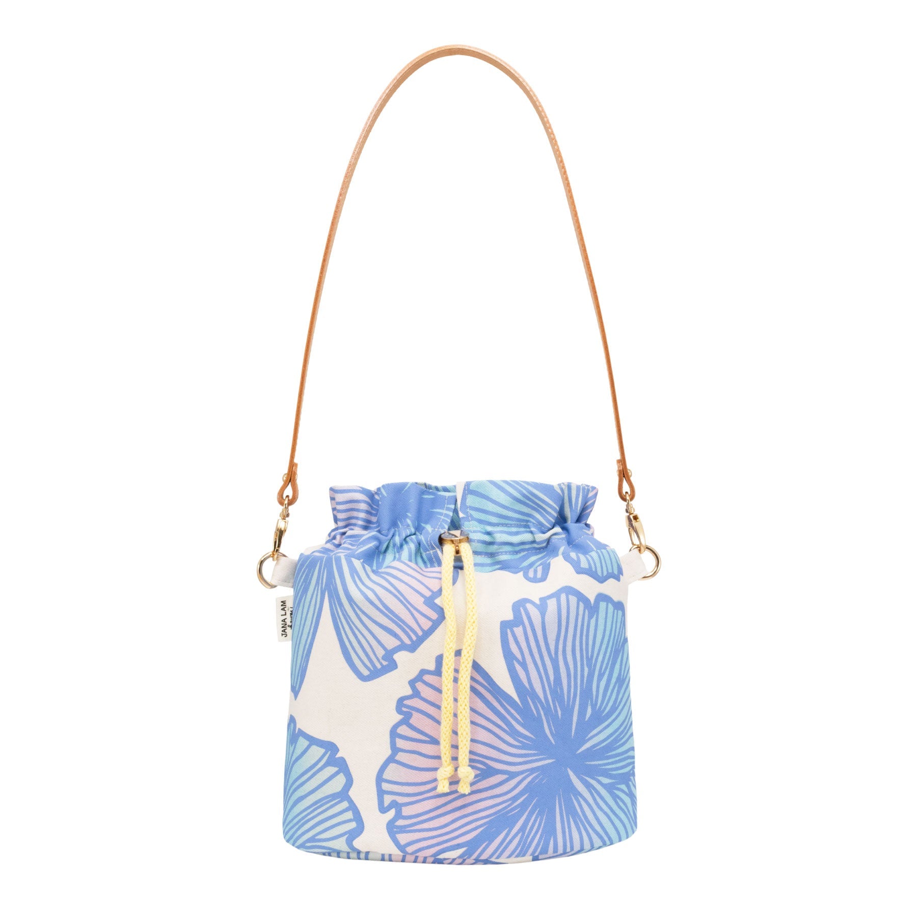 Drawstring Shoulder Bag • Seaflower • Lavender Berry - Jana Lam Hawaii