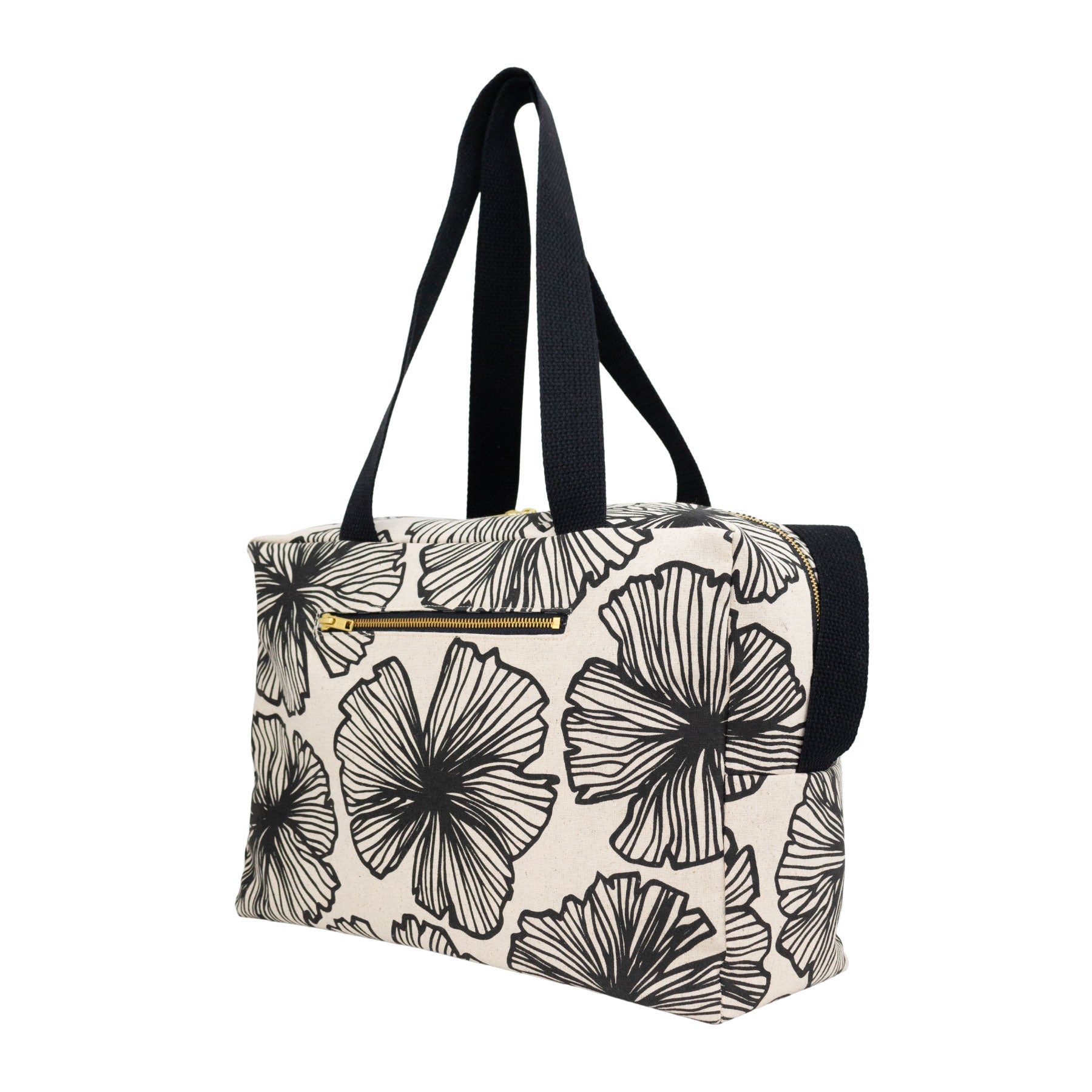 Duffel • Seaflower • Black on Natural Fabric - Jana Lam Hawaii
