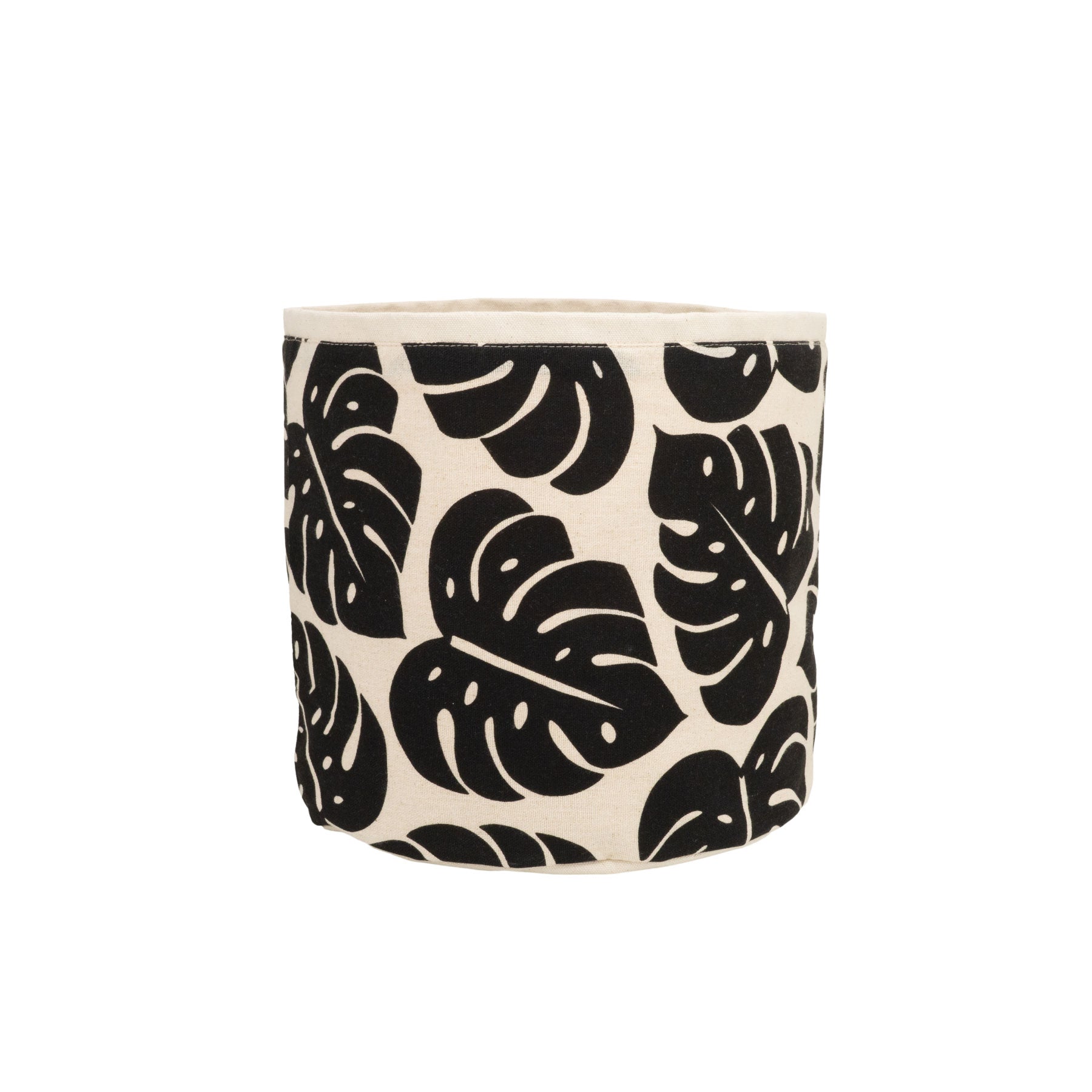 Large Fabric Sax Plant Holder • Monstera Shadow • Black on Natural Fabric - Jana Lam Hawaii