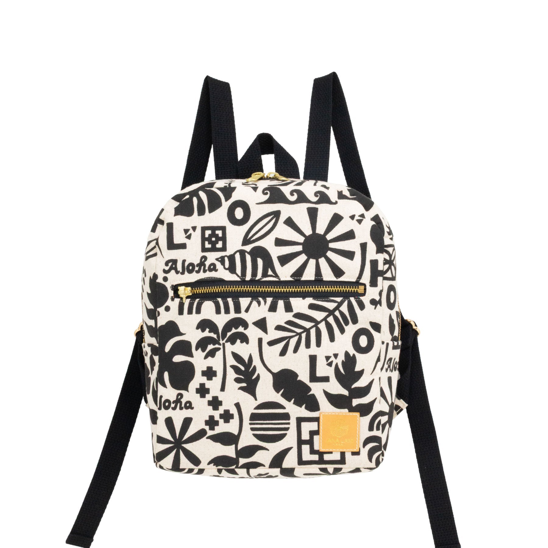 Mini Backpack • Block Party • Black on Natural Fabric - Jana Lam Hawaii
