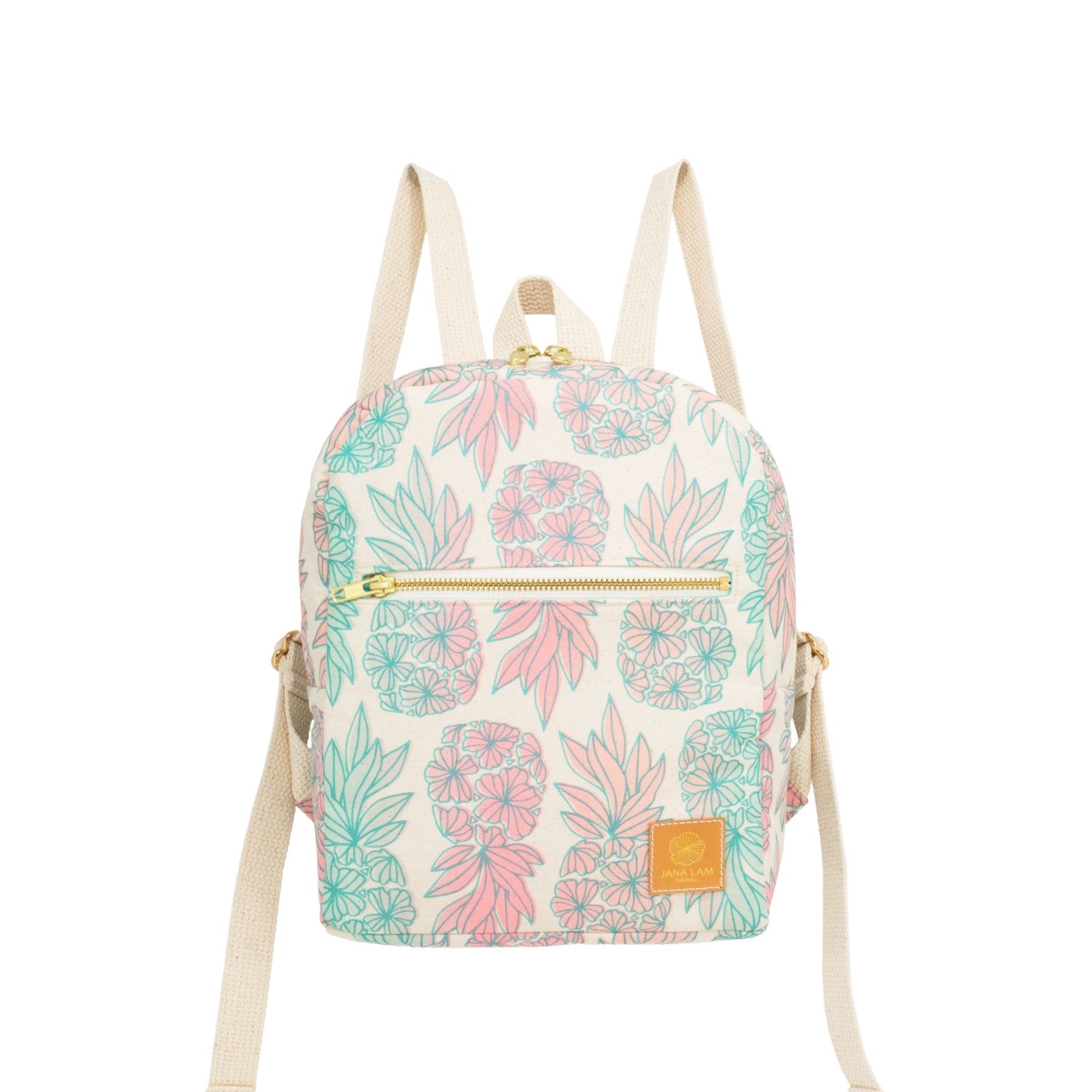 Mini Backpack • Seaflower Pineapple • Teal over Minty Peach Ombre - Jana Lam Hawaii