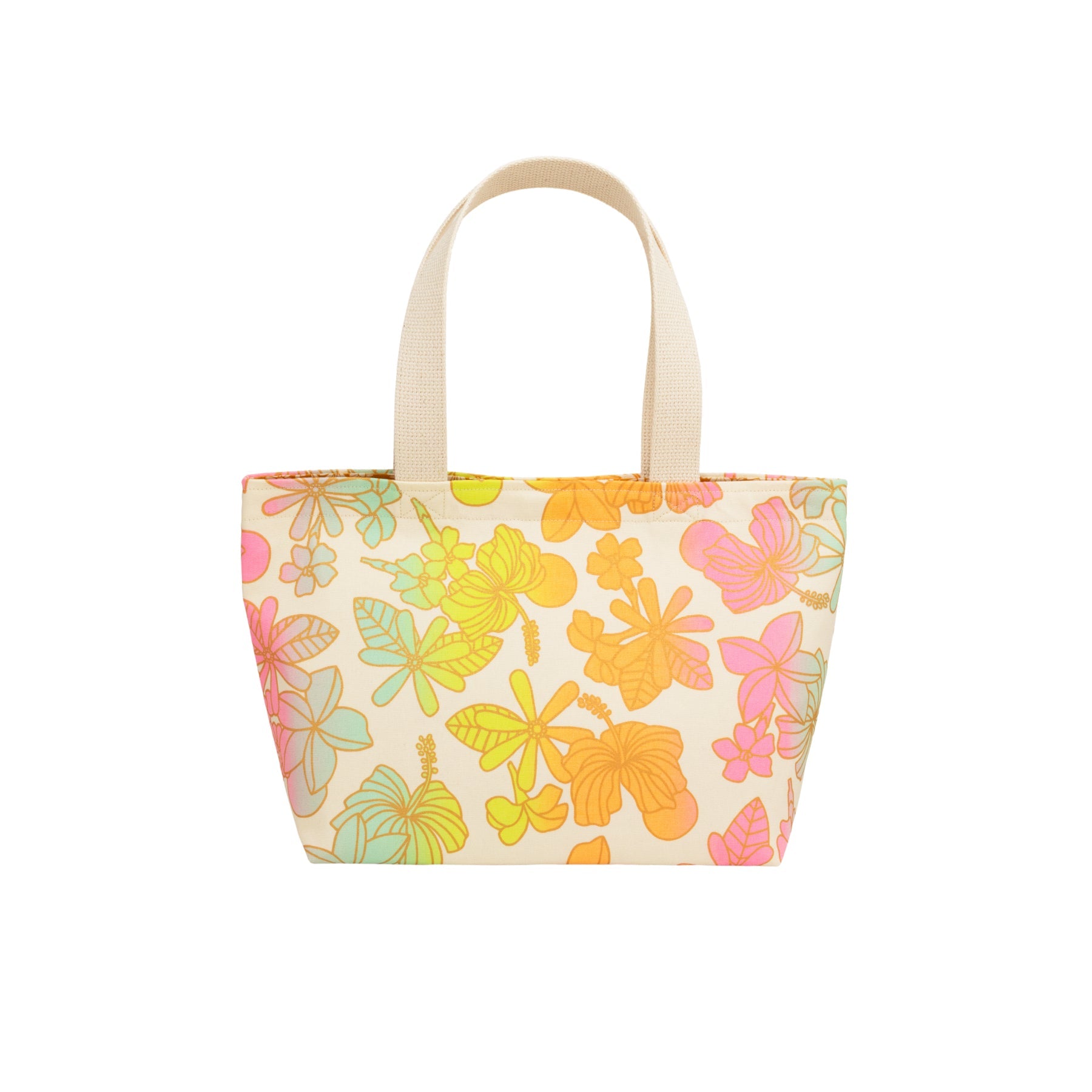 Mini Beach Bag Tote • Honey Girl Blooms • Rustic Gold over Rainbow Ombre - Jana Lam Hawaii