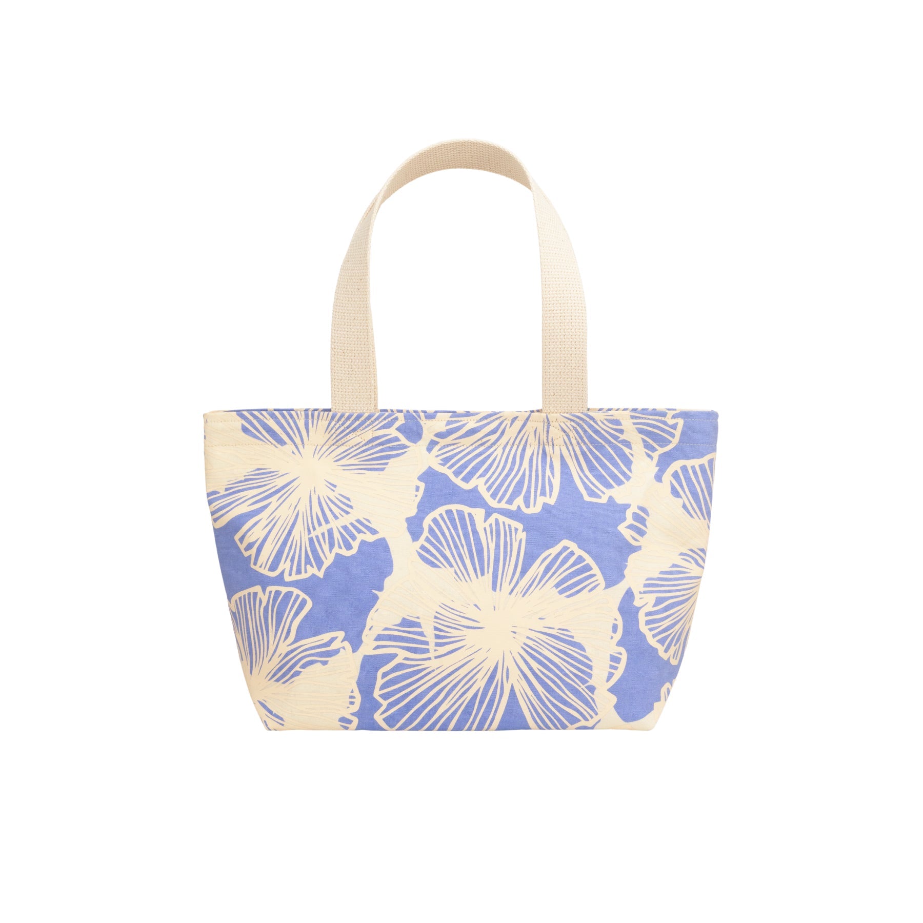 Mini Beach Bag Tote • Seaflower • Cream over Cornflower Blue - Jana Lam Hawaii