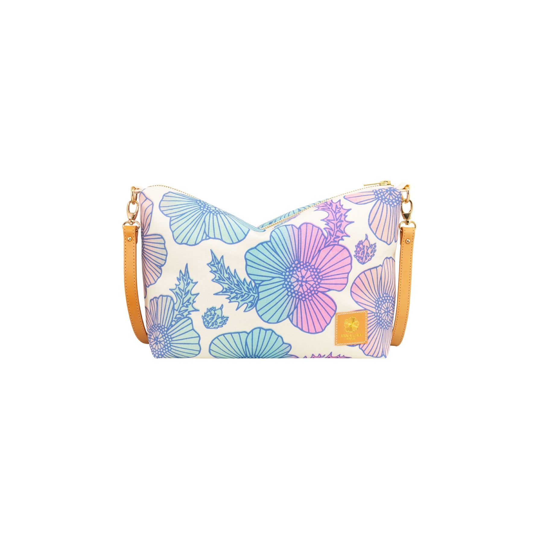 Mini Slouchy Cross Body • Pua Kala • Navy over Peach, Pink, Mint, and Turquoise Ombre - Jana Lam Hawaii