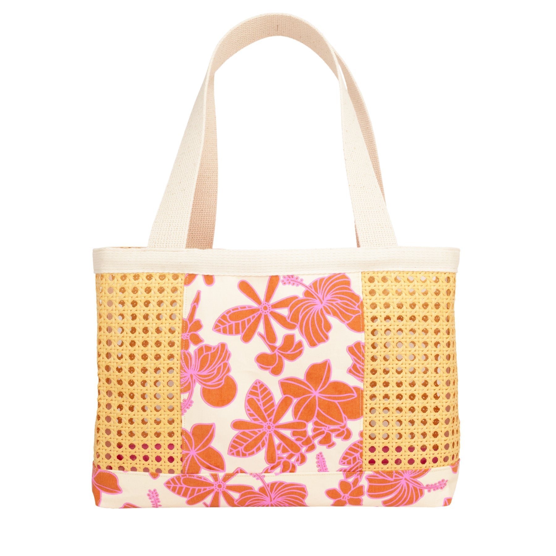 Peekaboo Tote • Honey Girl Blooms • Pink over Sienna Brown - Jana Lam Hawaii
