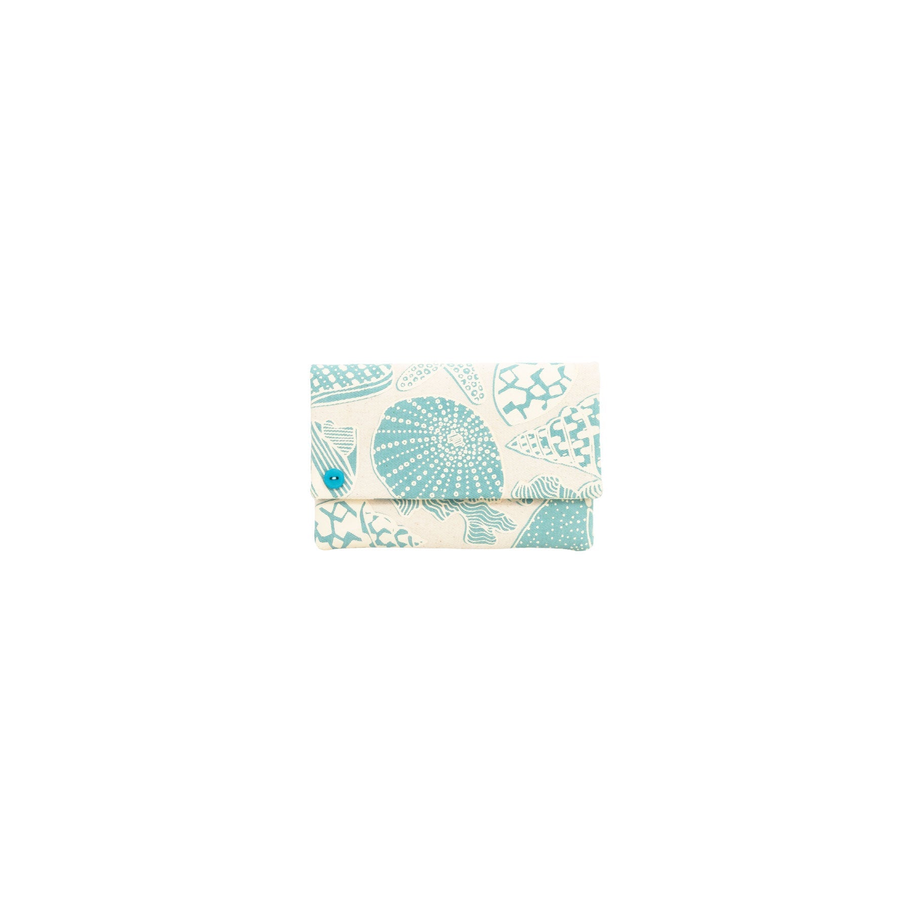 Petite Envelope Clutch • Seashells • Beige over Dusty Teal - Jana Lam Hawaii