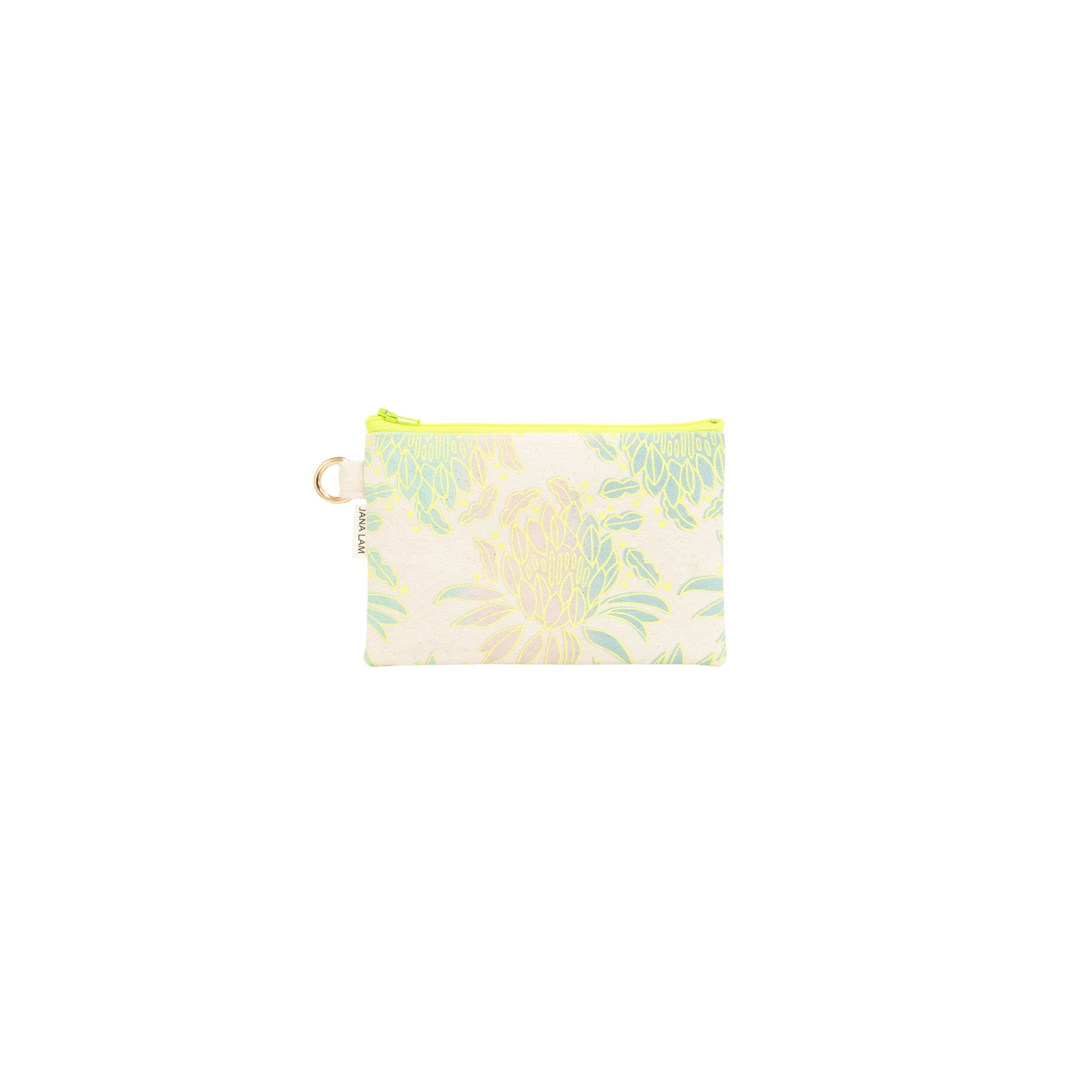 Petite Zipper Clutch • Night Blooming Cereus • Citron over Gray and Aqua Ombre - Jana Lam Hawaii