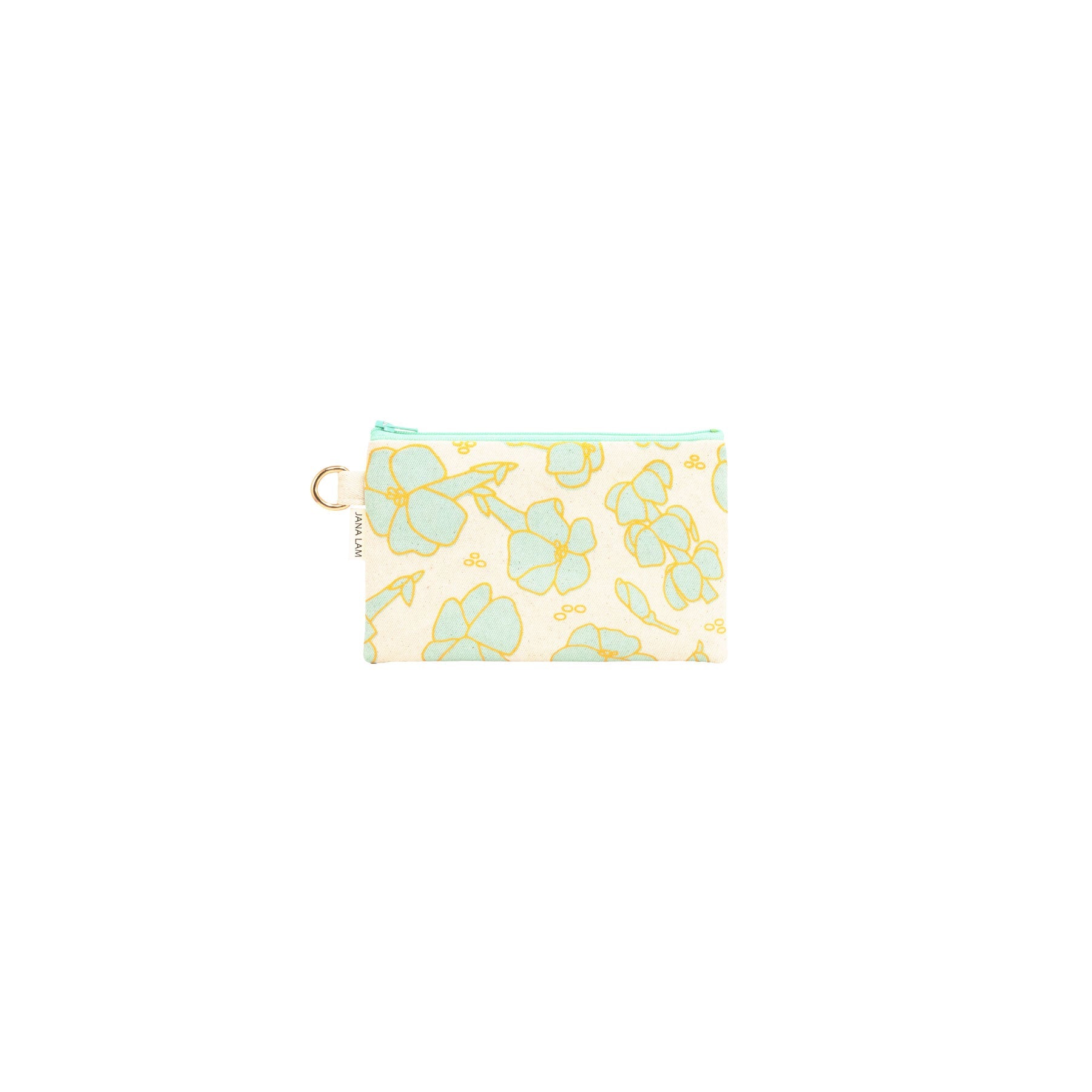 Petite Zipper Clutch • Puakenikeni • Gold over Aqua - Jana Lam Hawaii