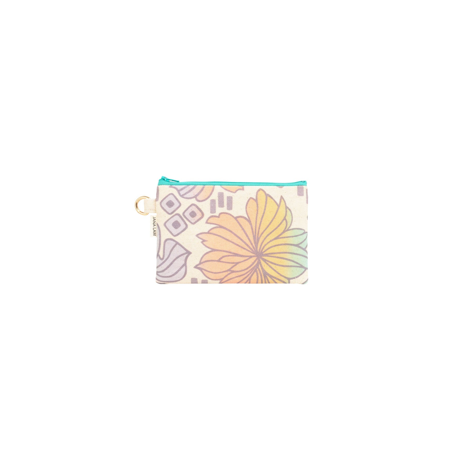 Petite Zipper Clutch • Retro Blooms • Metallic Mauve over Soft Rainbow - Jana Lam Hawaii