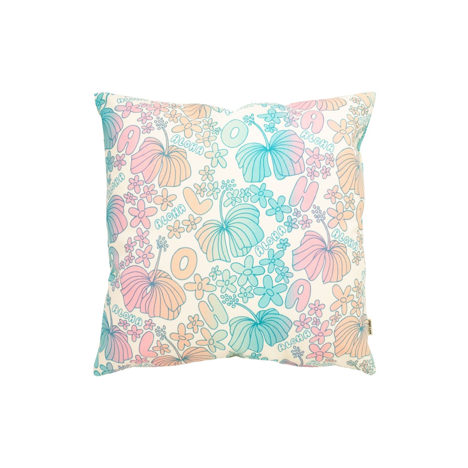 Pillow Cover • Aloha Dee - Lite • Turquoise over Pink, Peach, and Aqua Ombre - Jana Lam Hawaii