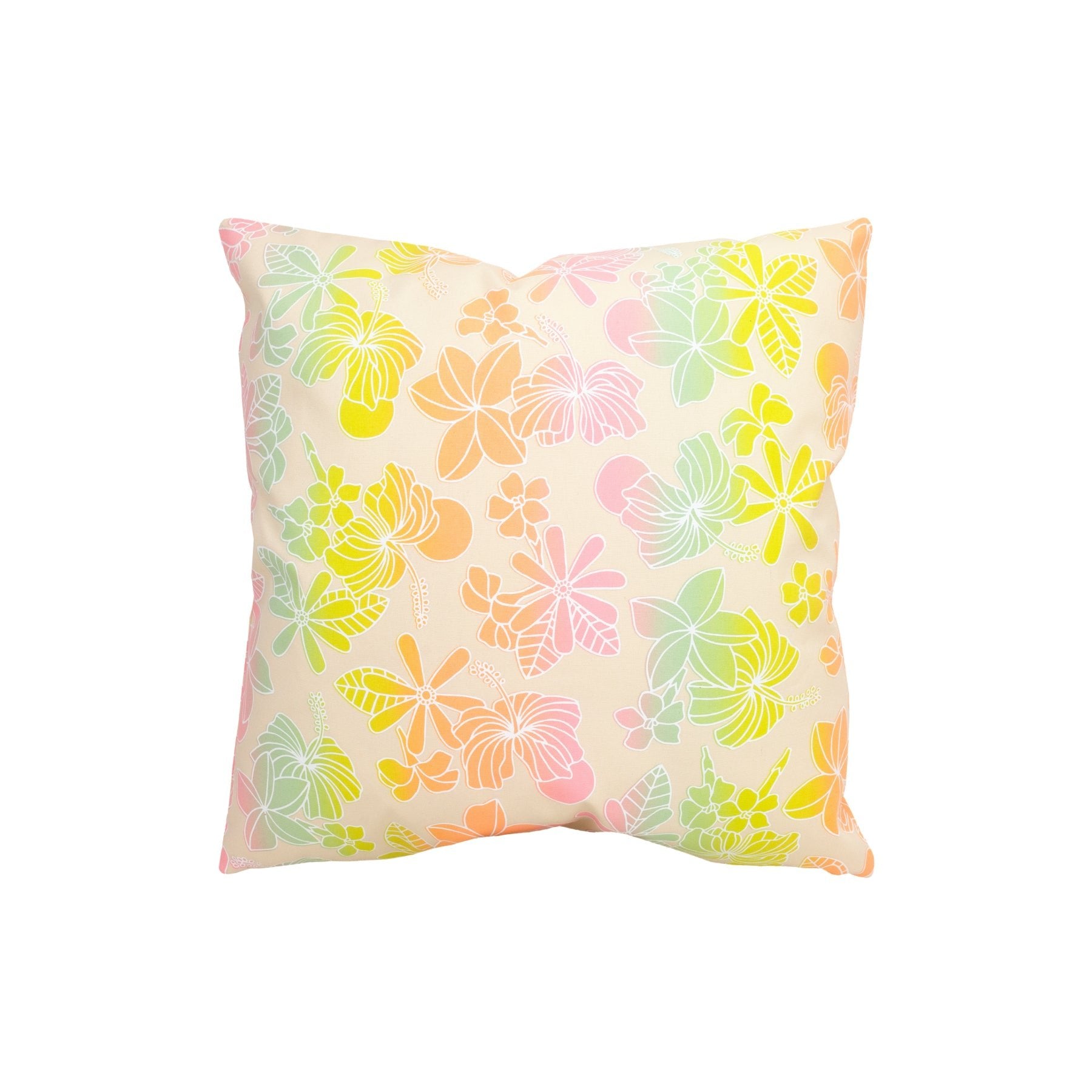 Pillow Cover • Honey Girl Blooms • White over Rainbow Ombre - Jana Lam Hawaii