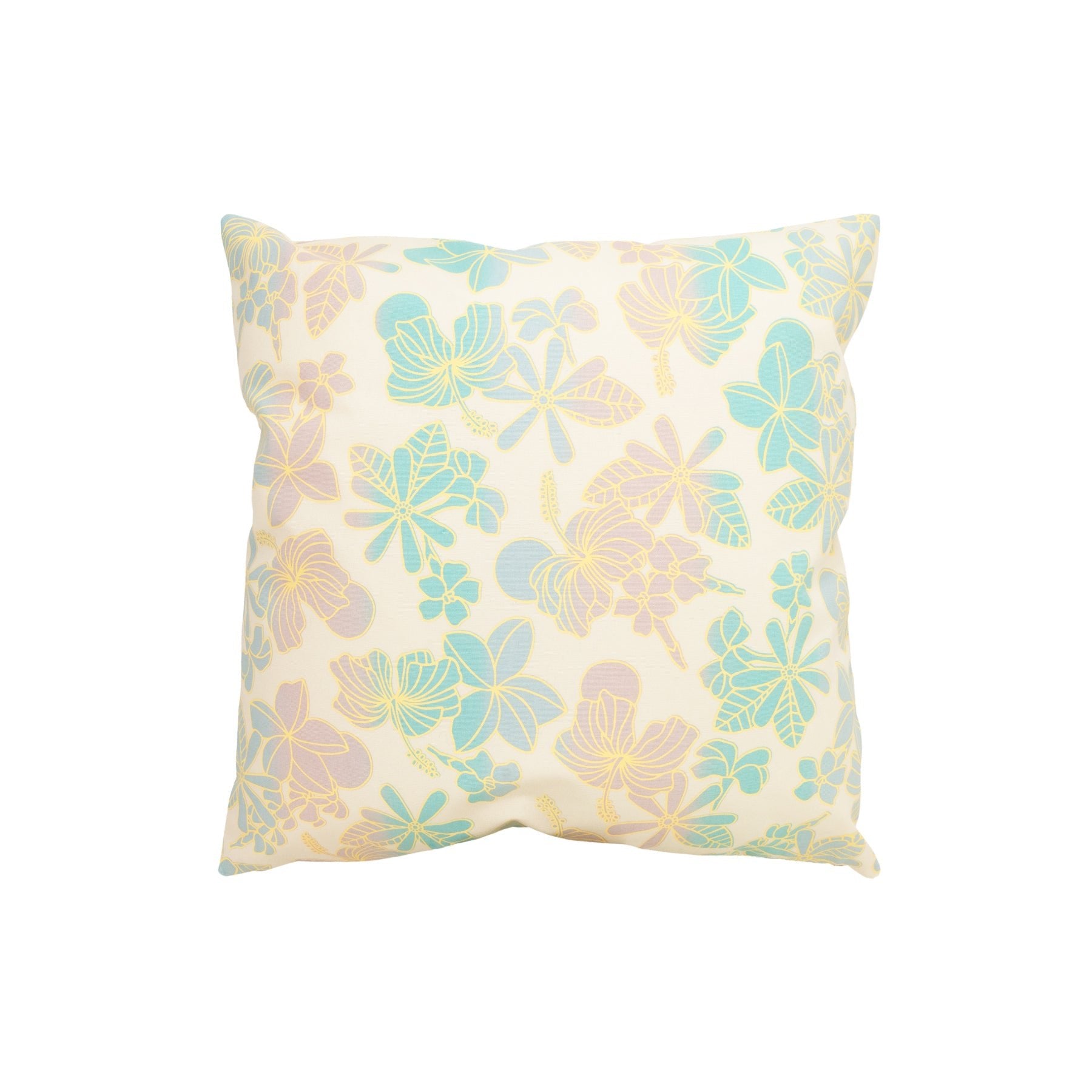 Pillow Cover • Honey Girl Blooms • Yellow over Aqua and Gray Ombre - Jana Lam Hawaii