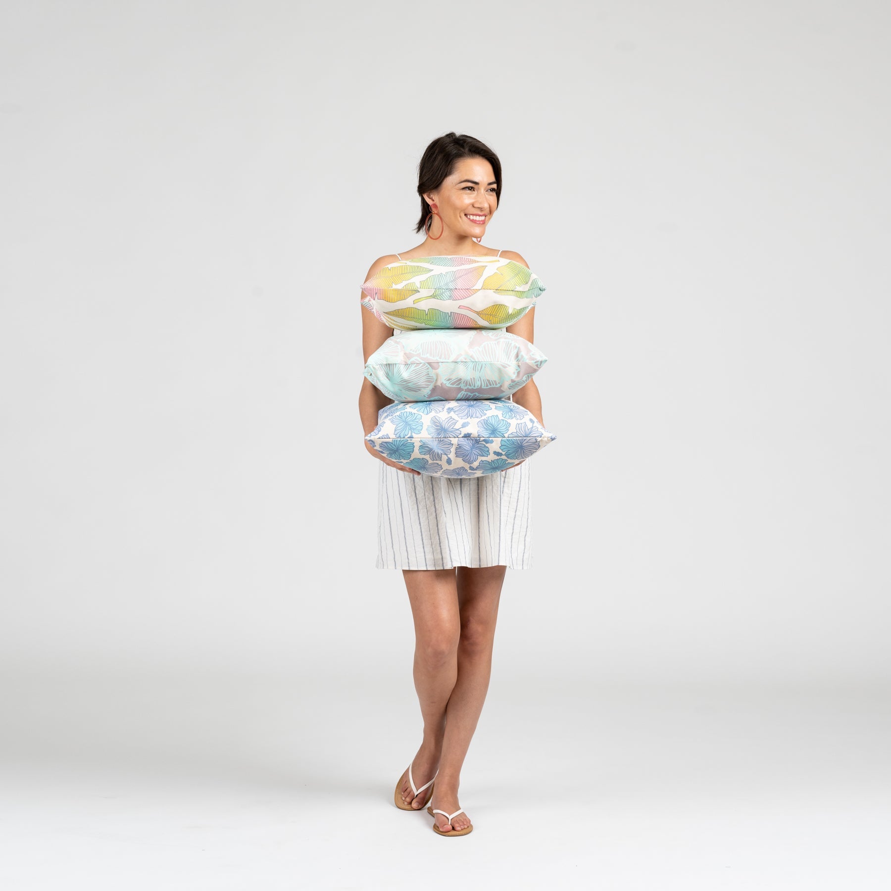 Pillow Cover • Pua Kala • Purple over Mauve, Pink, Sage, and Periwinkle Ombre - Jana Lam Hawaii