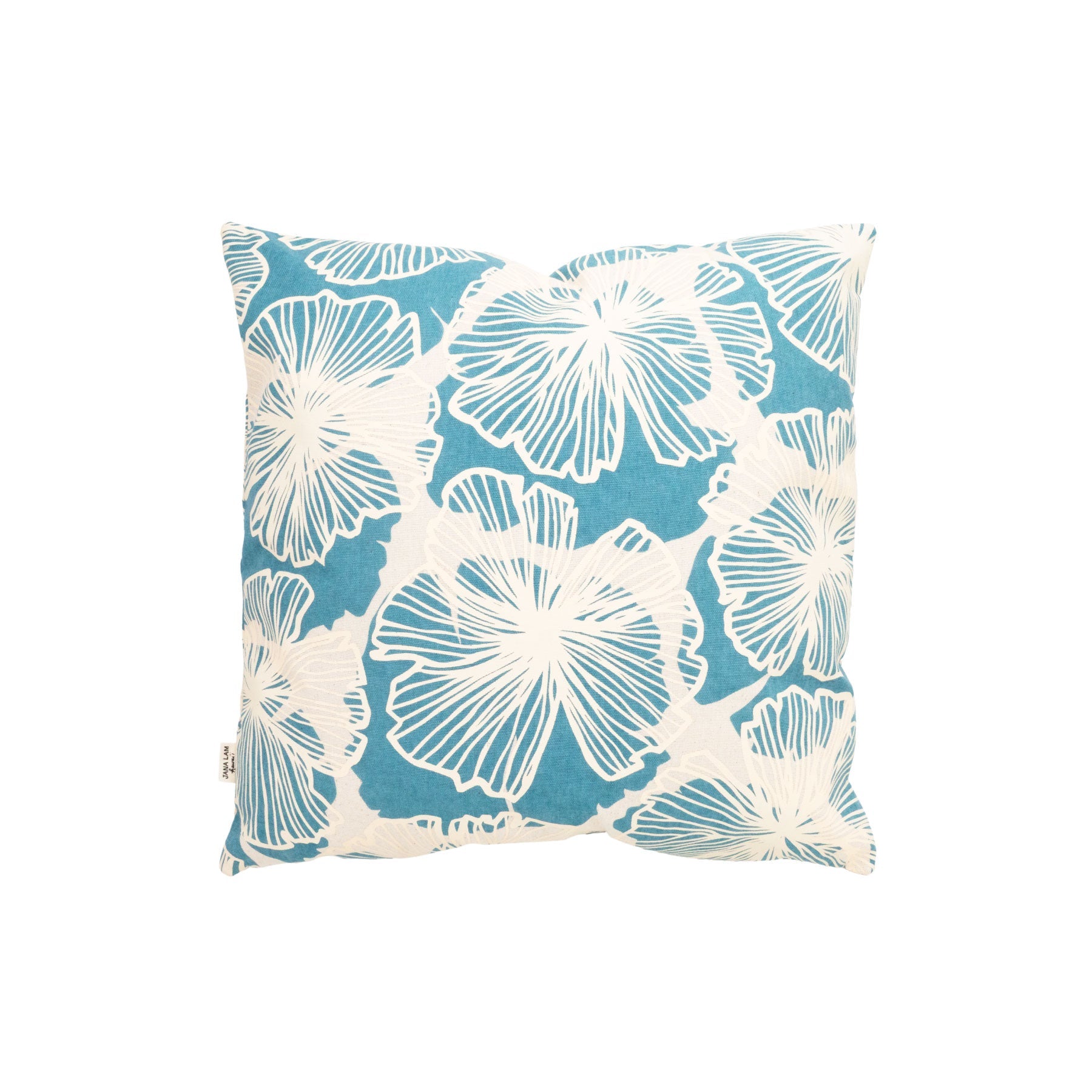 Pillow Cover • Seaflower • Cream over Teal - Jana Lam Hawaii