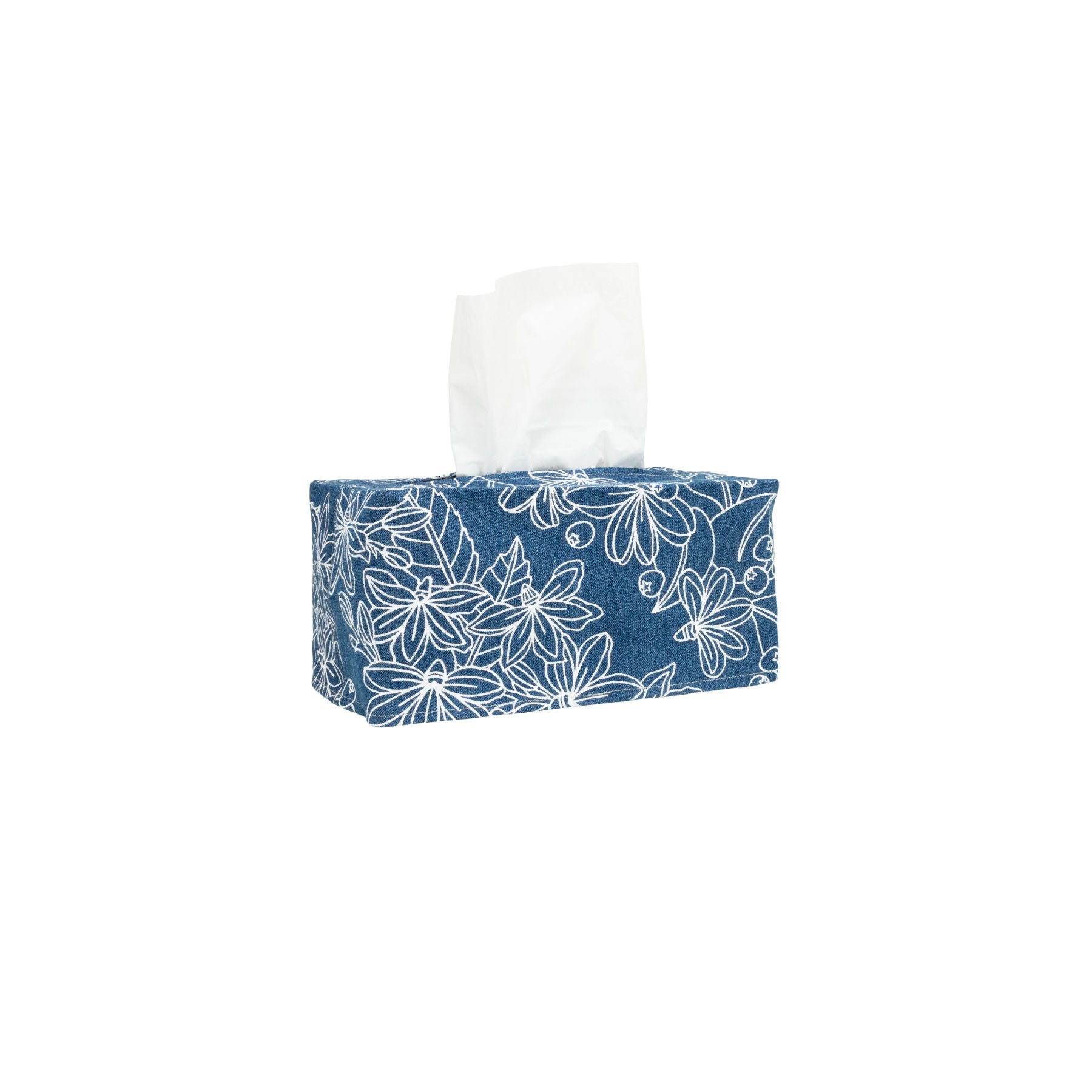 Rectangle Tissue Box Cover • Naupaka • Denim Collection - Jana Lam Hawaii