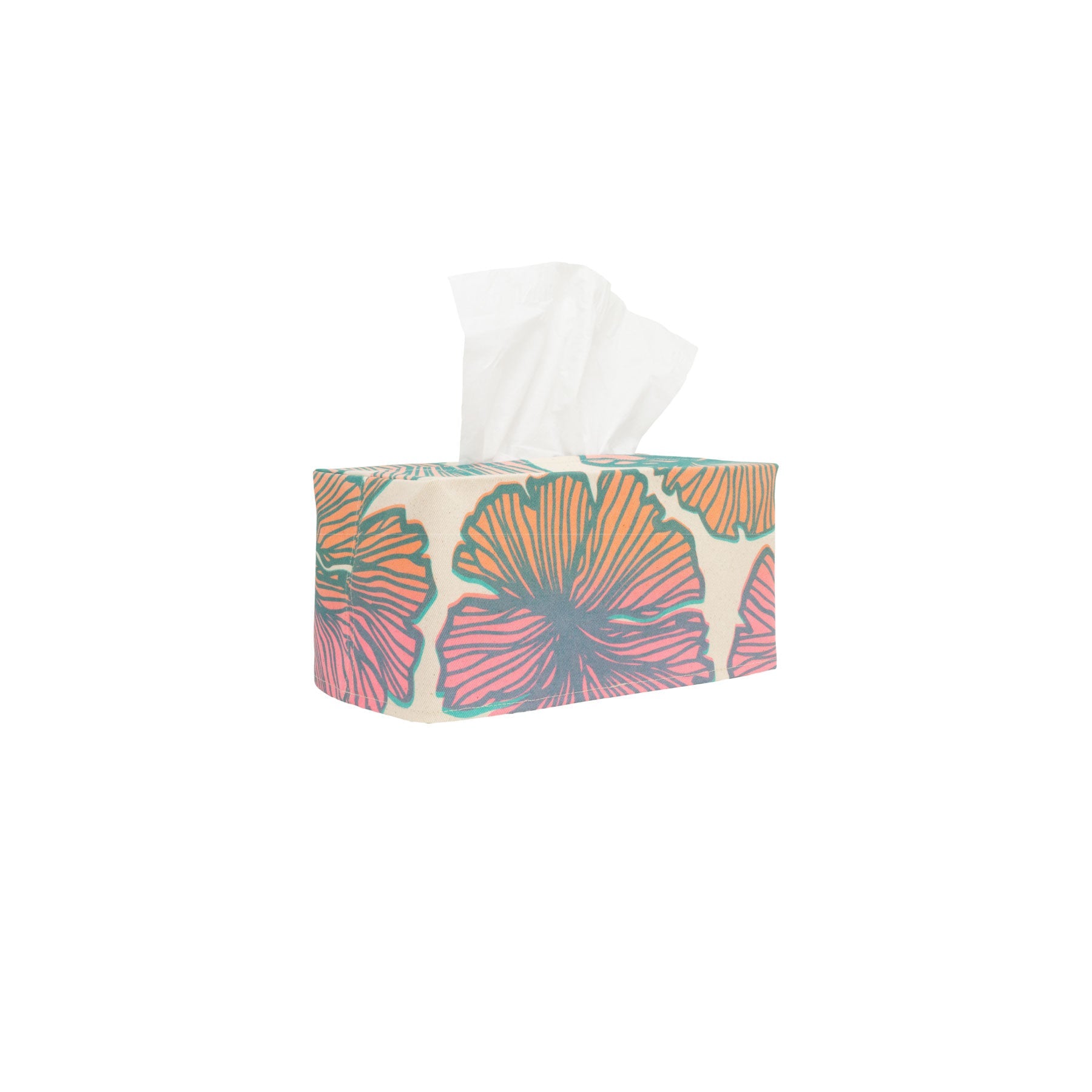 Rectangle Tissue Box Cover • Seaflower • Teal over Pink, Orange, and Blush Ombre - Jana Lam Hawaii
