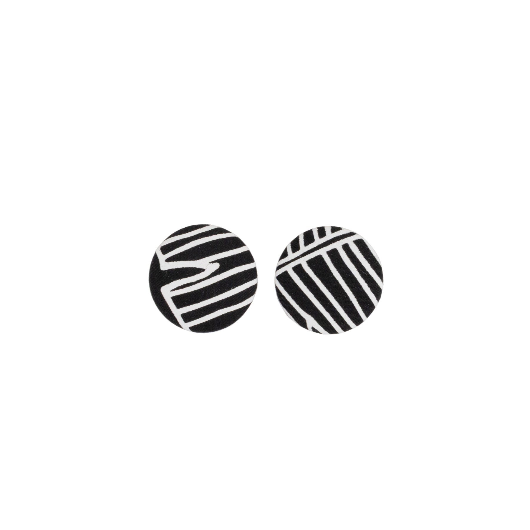 Roundie Earrings • Banana Leaf • White on Black Fabric - Jana Lam Hawaii