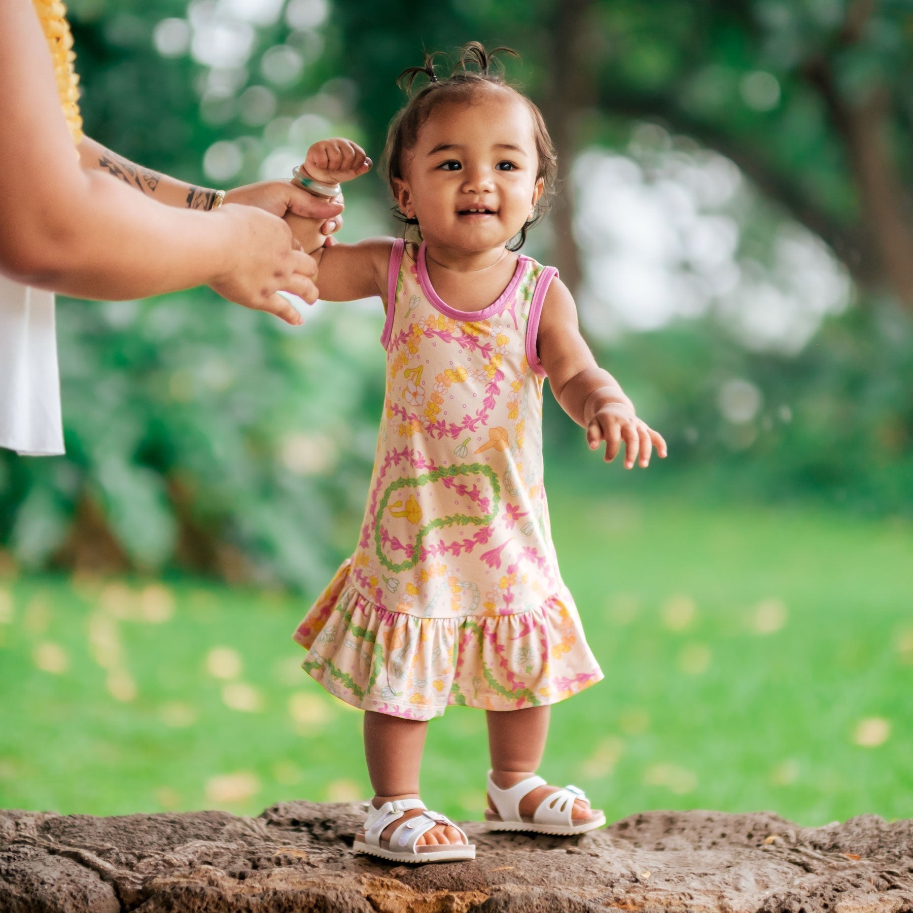 Ruffle Hem Tank Dress • Lei Day in Sand • Coco Moon + Jana Lam - Jana Lam Hawaii