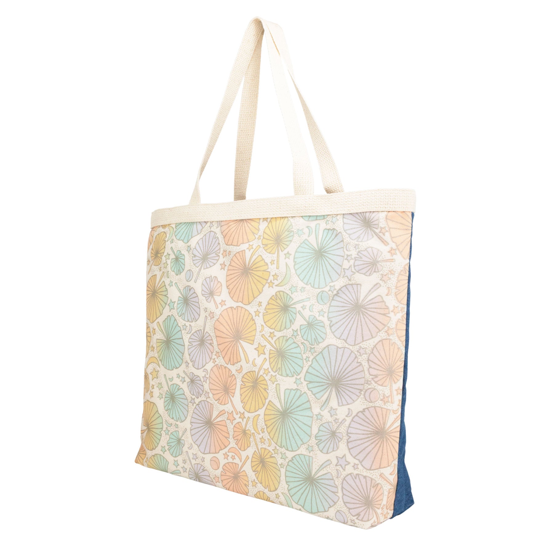 Shopper's Tote • Fan Palm • Metallic Taupe over Soft Rainbow Ombre - Jana Lam Hawaii