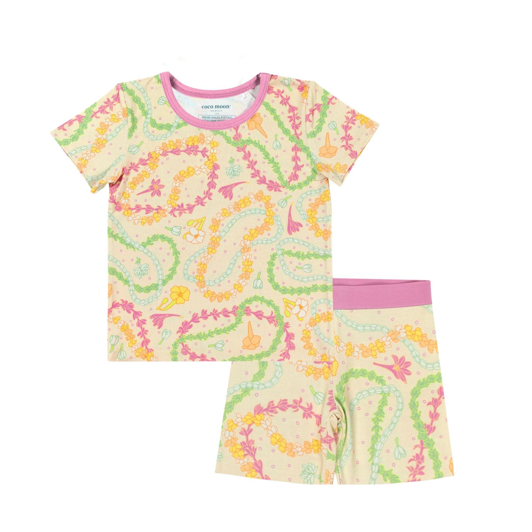 Short Pajama Set • Lei Day in Sand • Coco Moon + Jana Lam - Jana Lam Hawaii