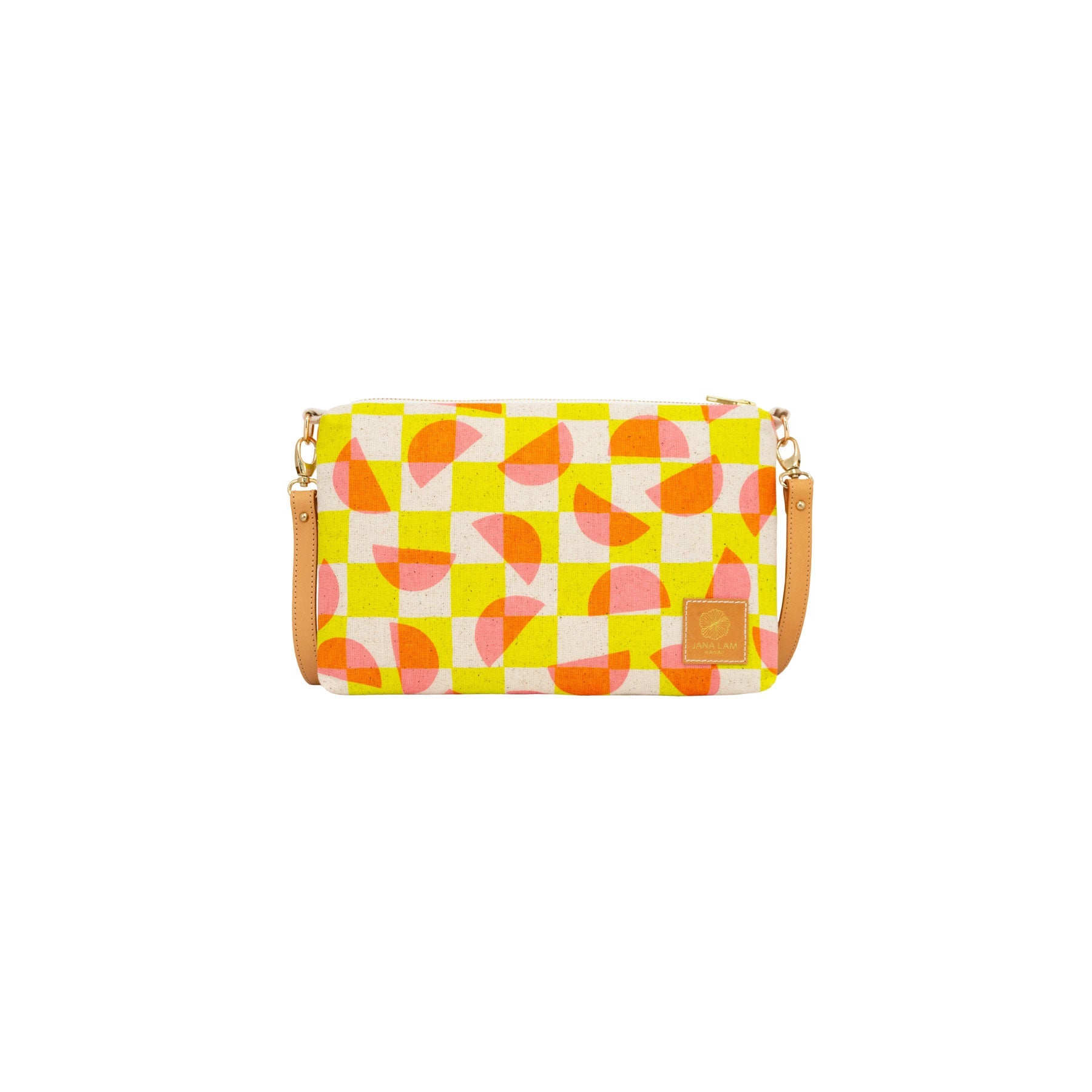 Slim Zipper Cross Body • Half Moon Checkerboard • Neon Watermelon - Jana Lam Hawaii
