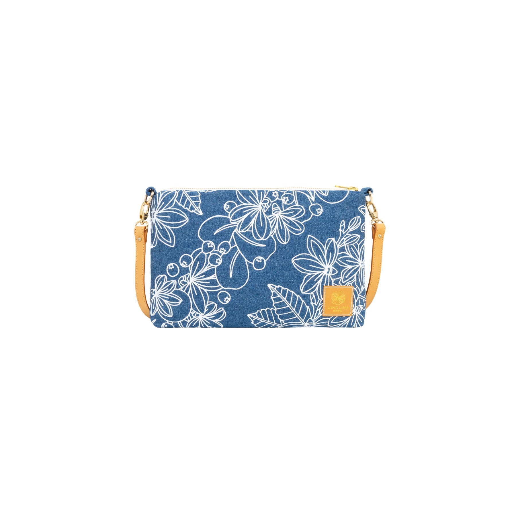 Slim Zipper Cross Body • Naupaka • Denim Collection - Jana Lam Hawaii