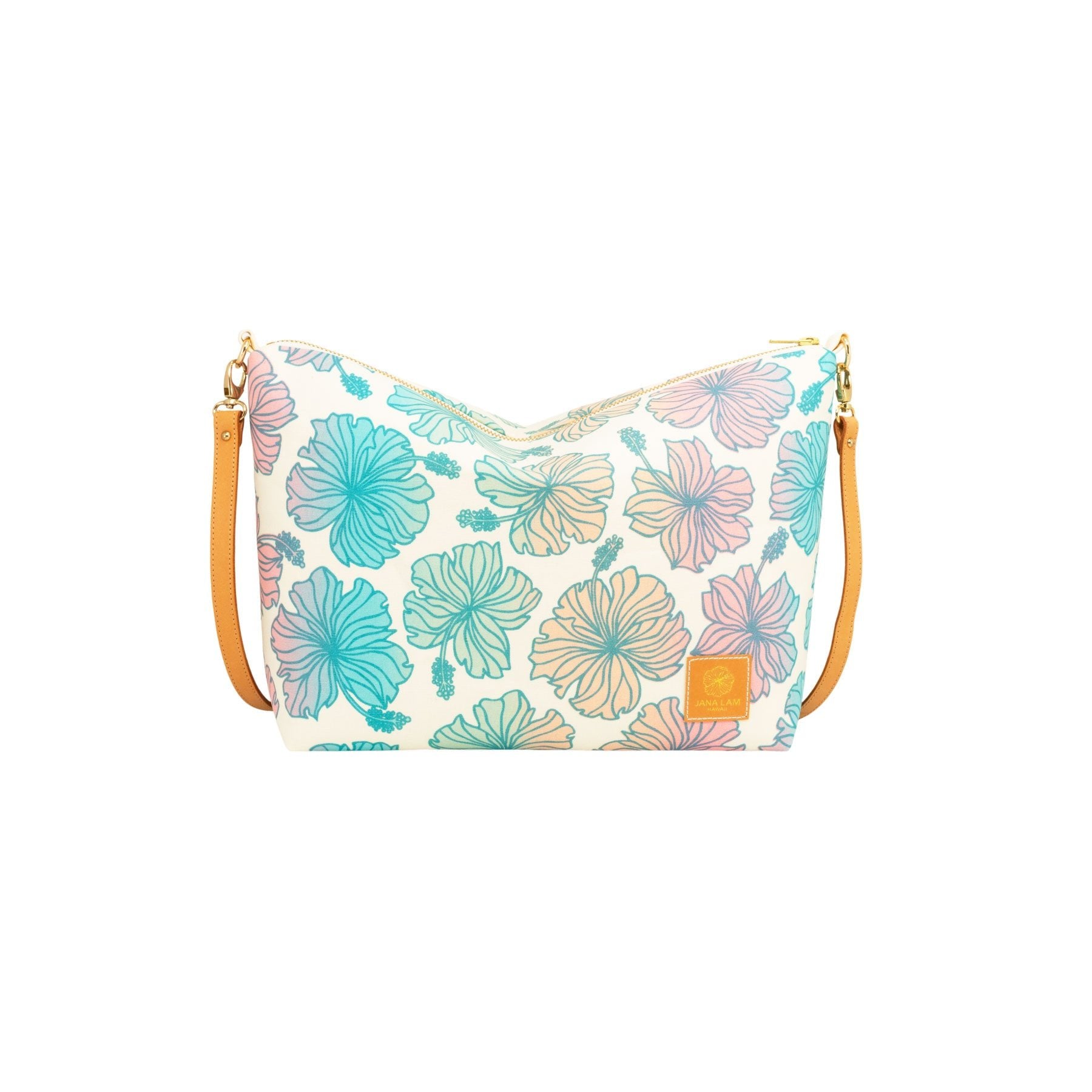 Slouchy Cross Body • Hibiscus • Teal over Mint, Blush, Pink, and Turquoise Ombre - Jana Lam Hawaii