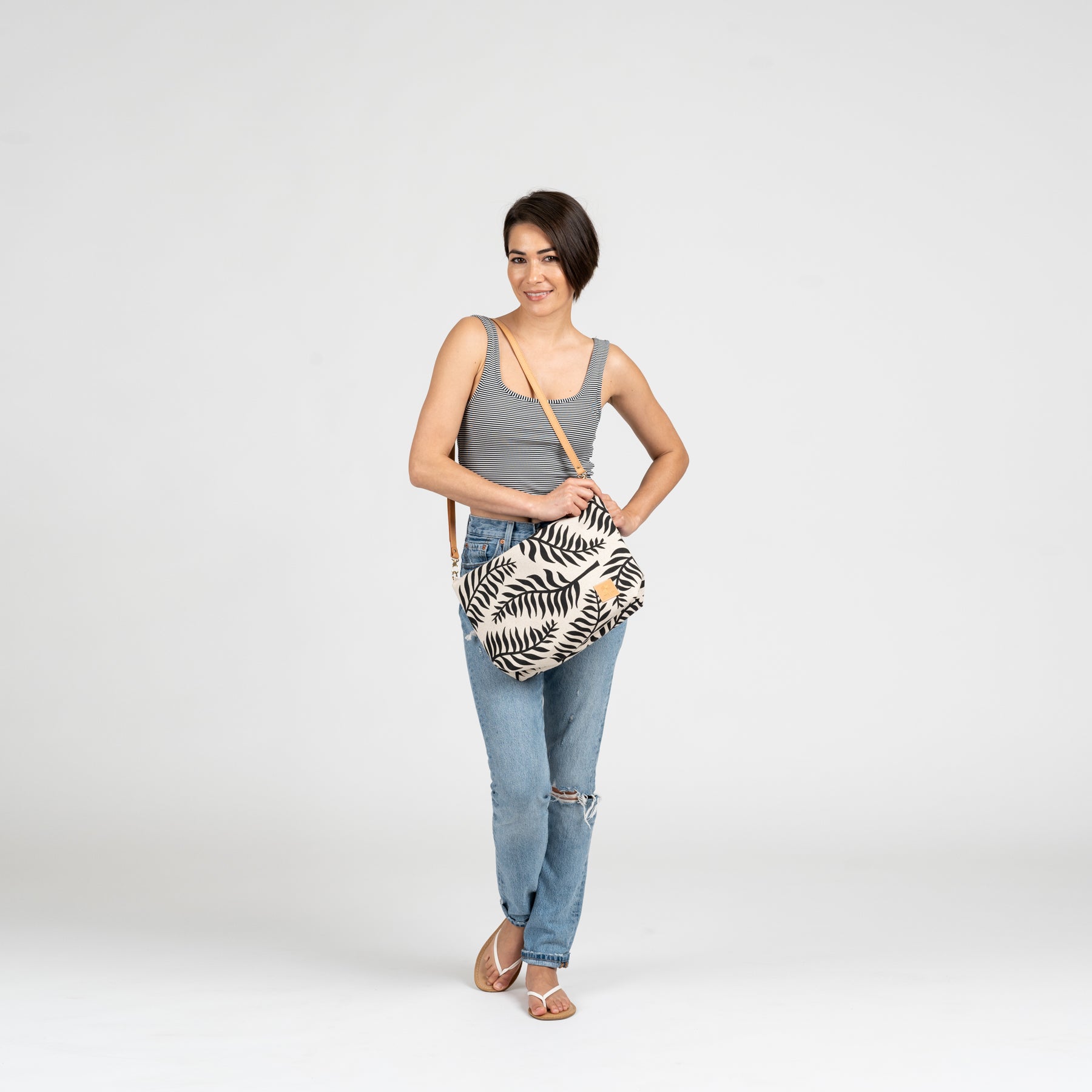 Slouchy Cross Body • Pua Kala • Gold on Black Fabric - Jana Lam Hawaii
