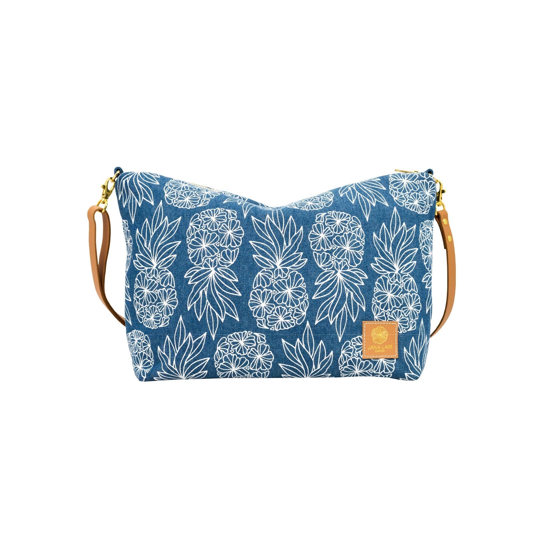 Slouchy Cross Body • Seaflower Pineapple • Denim Collection - Jana Lam Hawaii