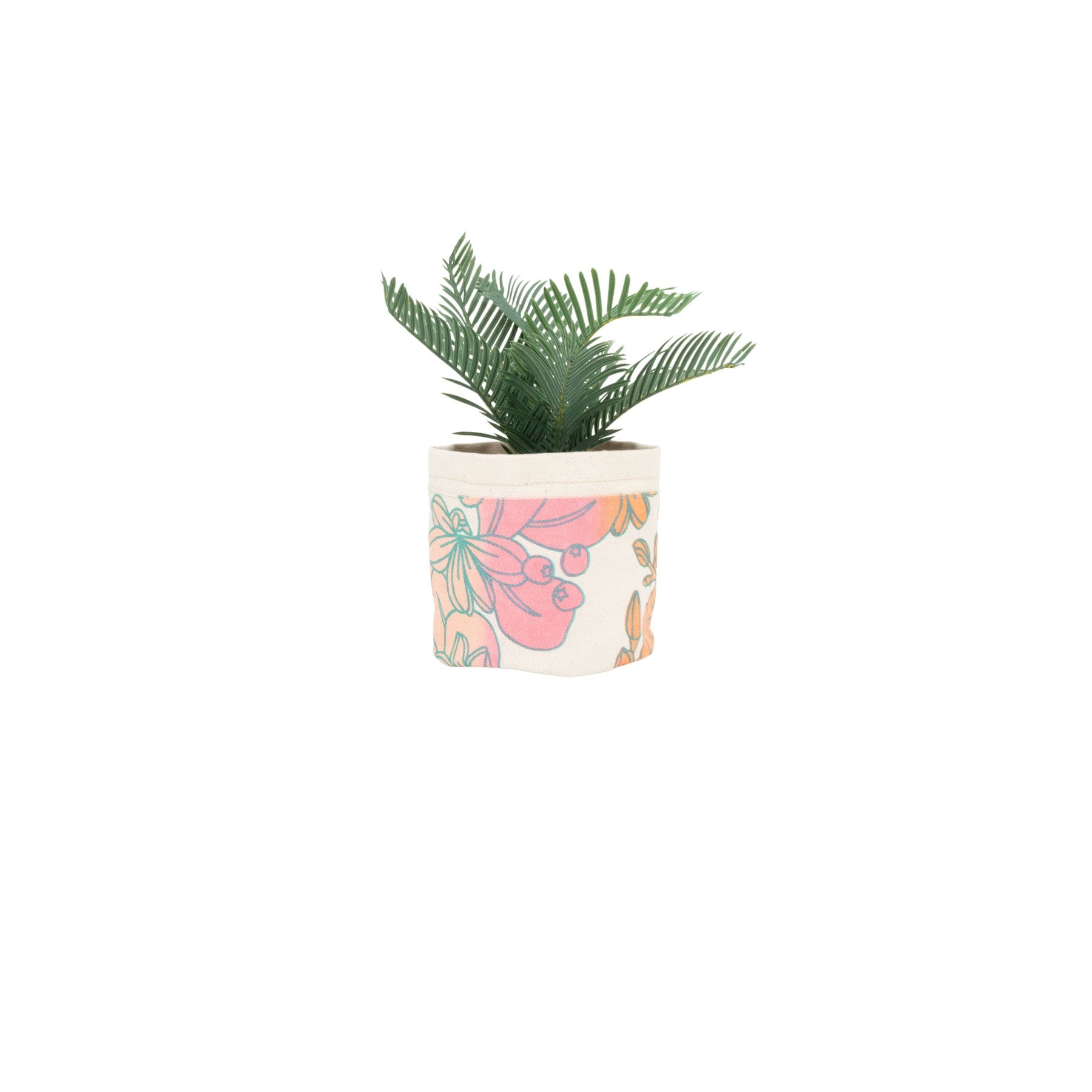 Small Fabric Sax Plant Holder • Naupaka • Teal over Pink, and Orange Ombre - Jana Lam Hawaii