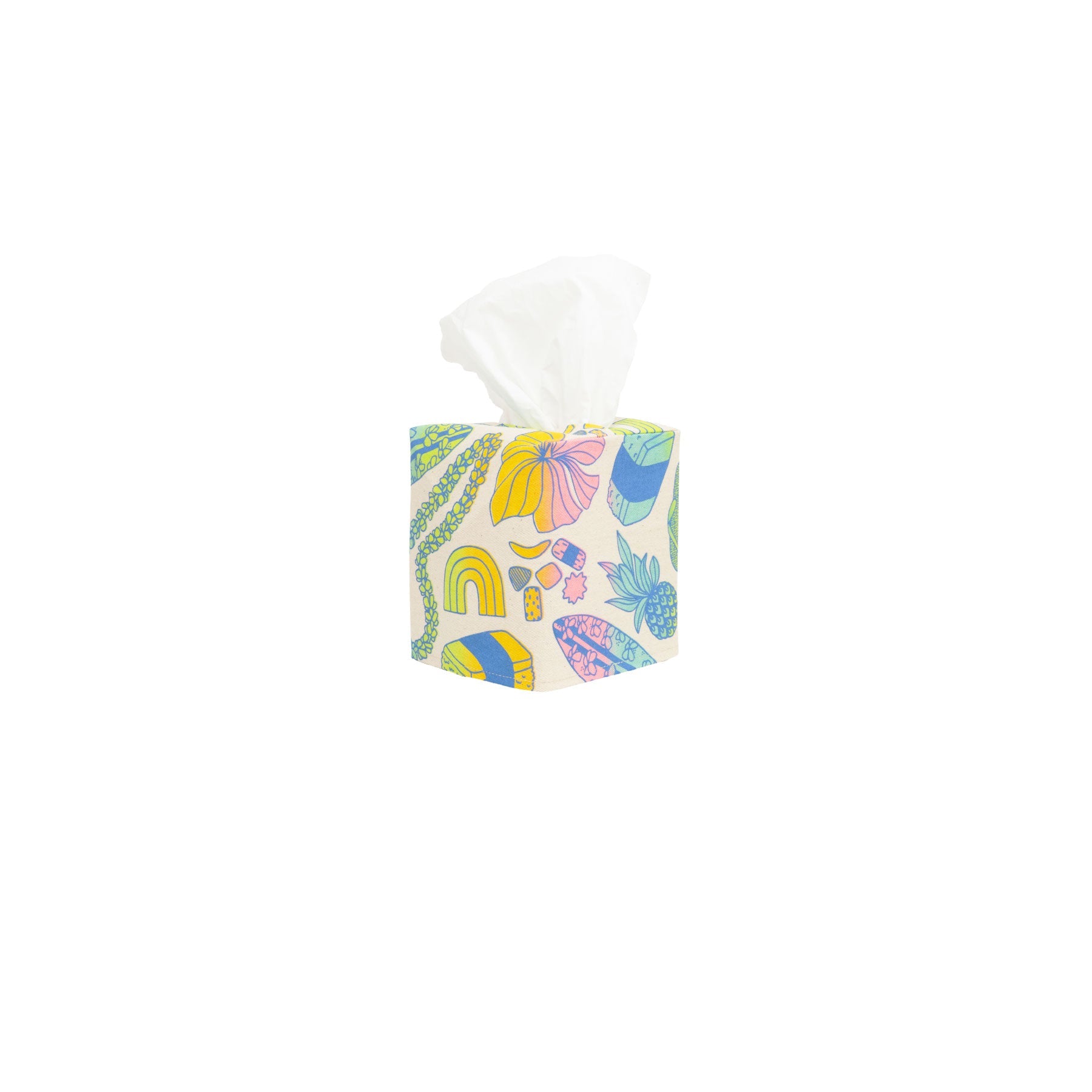 Square Tissue Box Cover • Mixed Plate • Blue over Rainbow Ombre - Jana Lam Hawaii