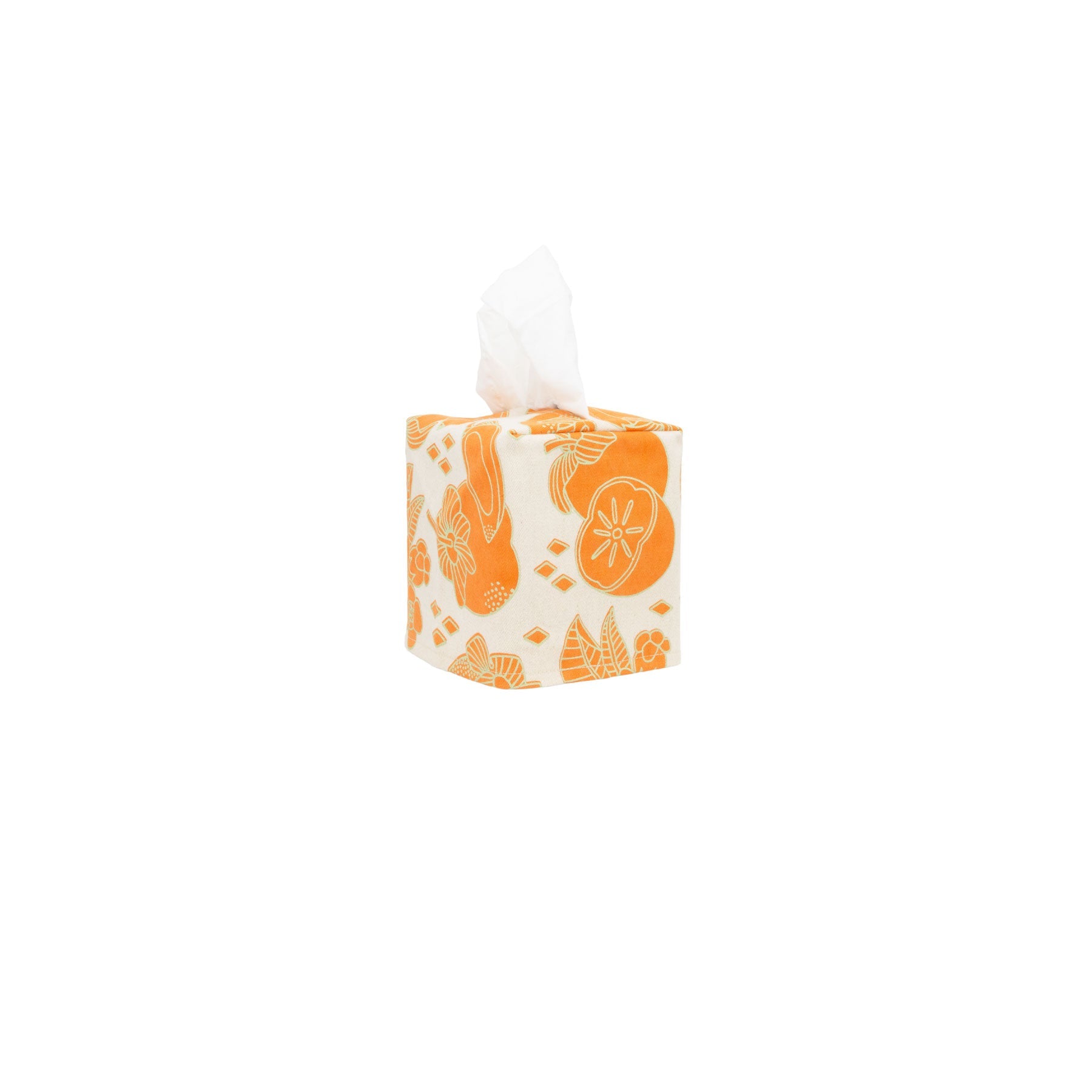 Square Tissue Box Cover • Persimmon • Sage Green over Orange - Jana Lam Hawaii