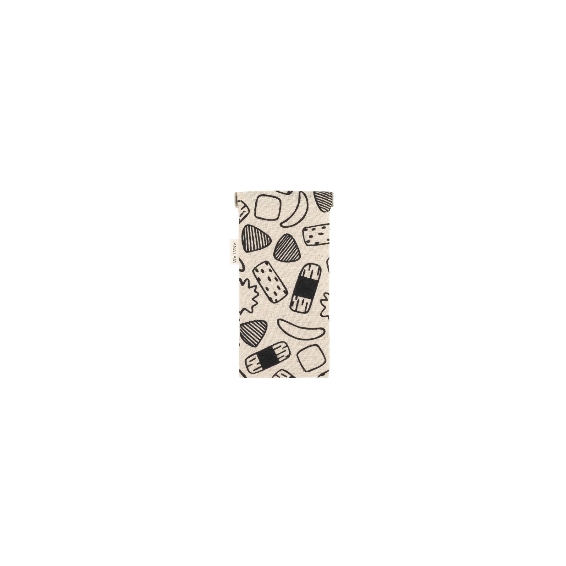 Sunglass Case • Kakimochi • Black on Natural Fabric - Jana Lam Hawaii