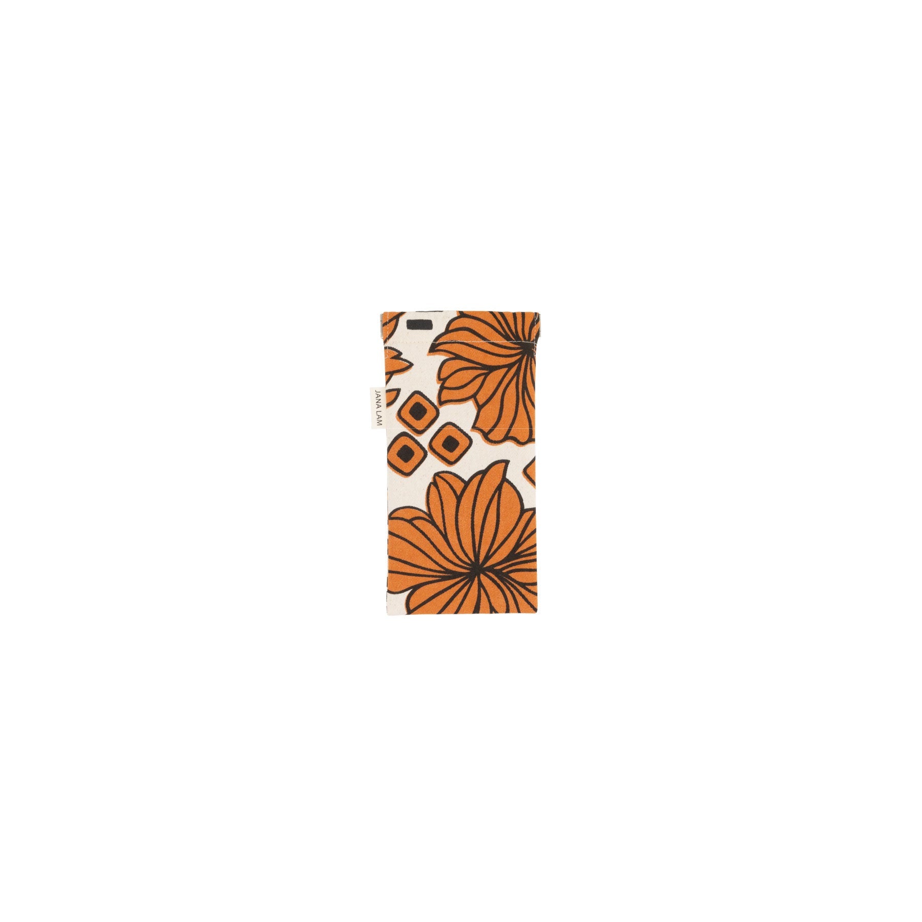 Sunglass Case • Retro Blooms • Black over Pumpkin - Jana Lam Hawaii