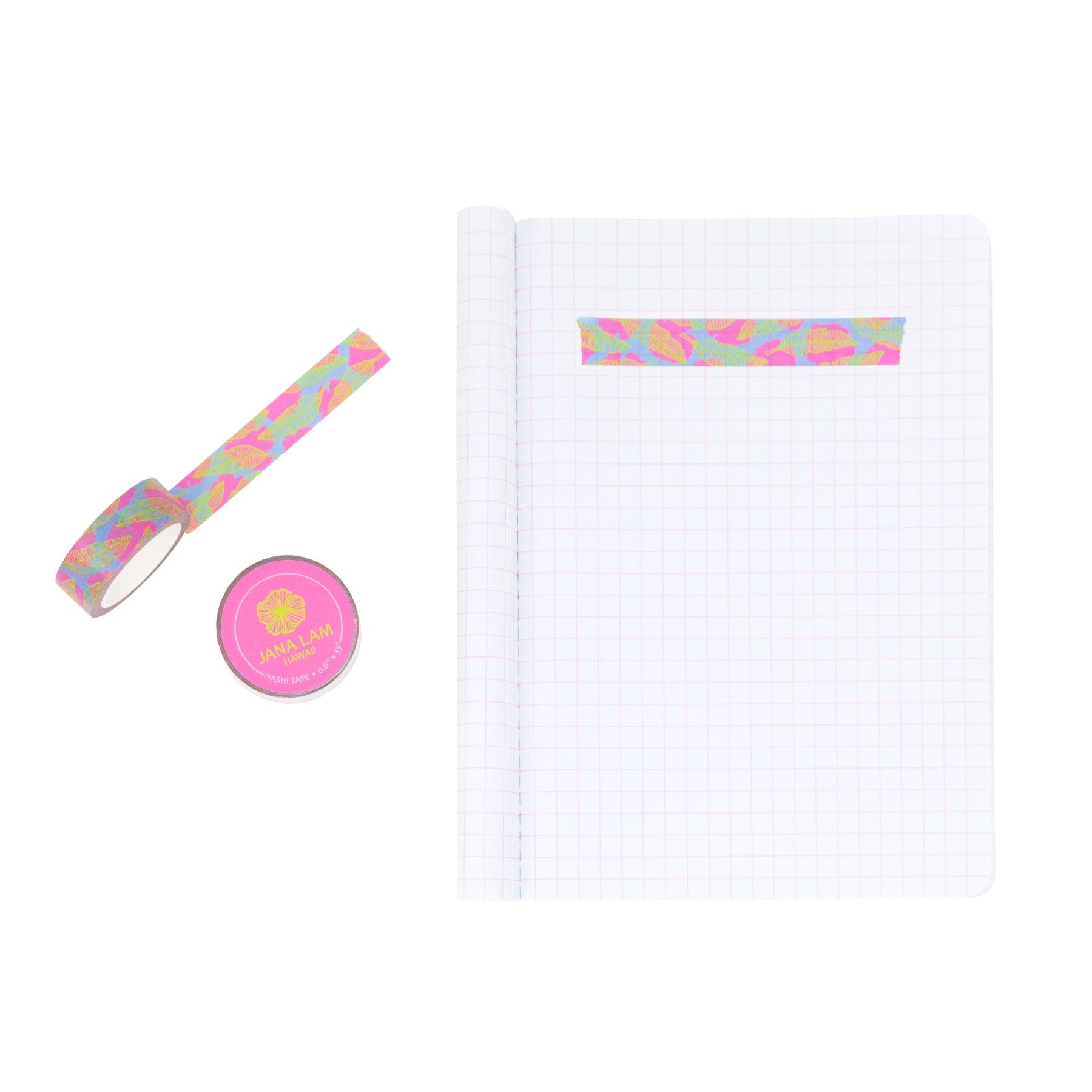 Washi Tape • Citron and Hot Pink Banana Leaf - Jana Lam Hawaii
