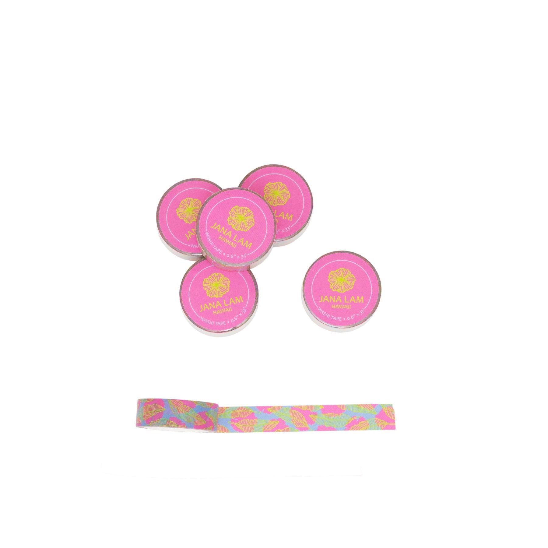 Washi Tape • Citron and Hot Pink Banana Leaf - Jana Lam Hawaii