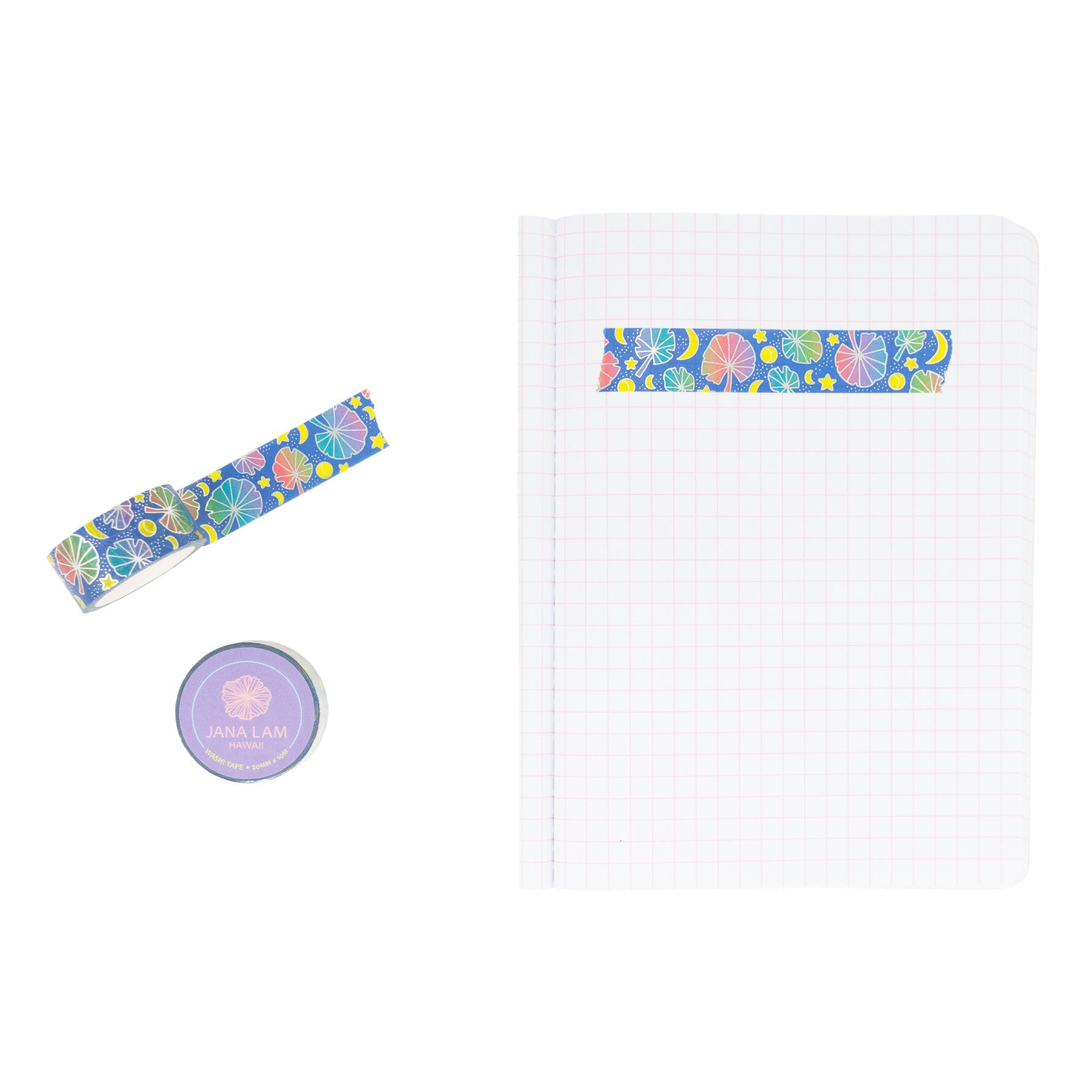 Washi Tape • Silver Foil Fan Palm • Twilight - Jana Lam Hawaii